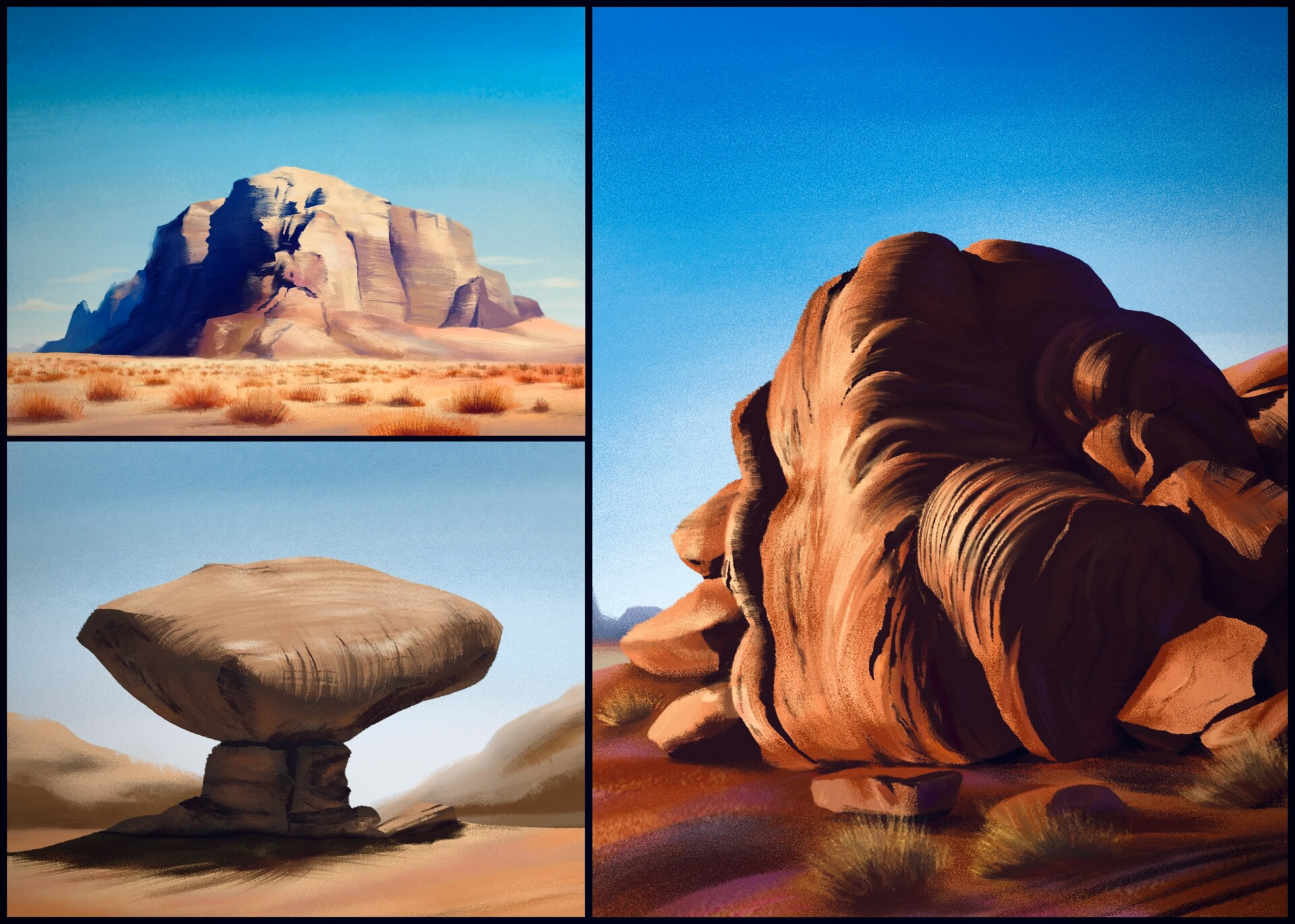 Digitally Painted Rock Studies