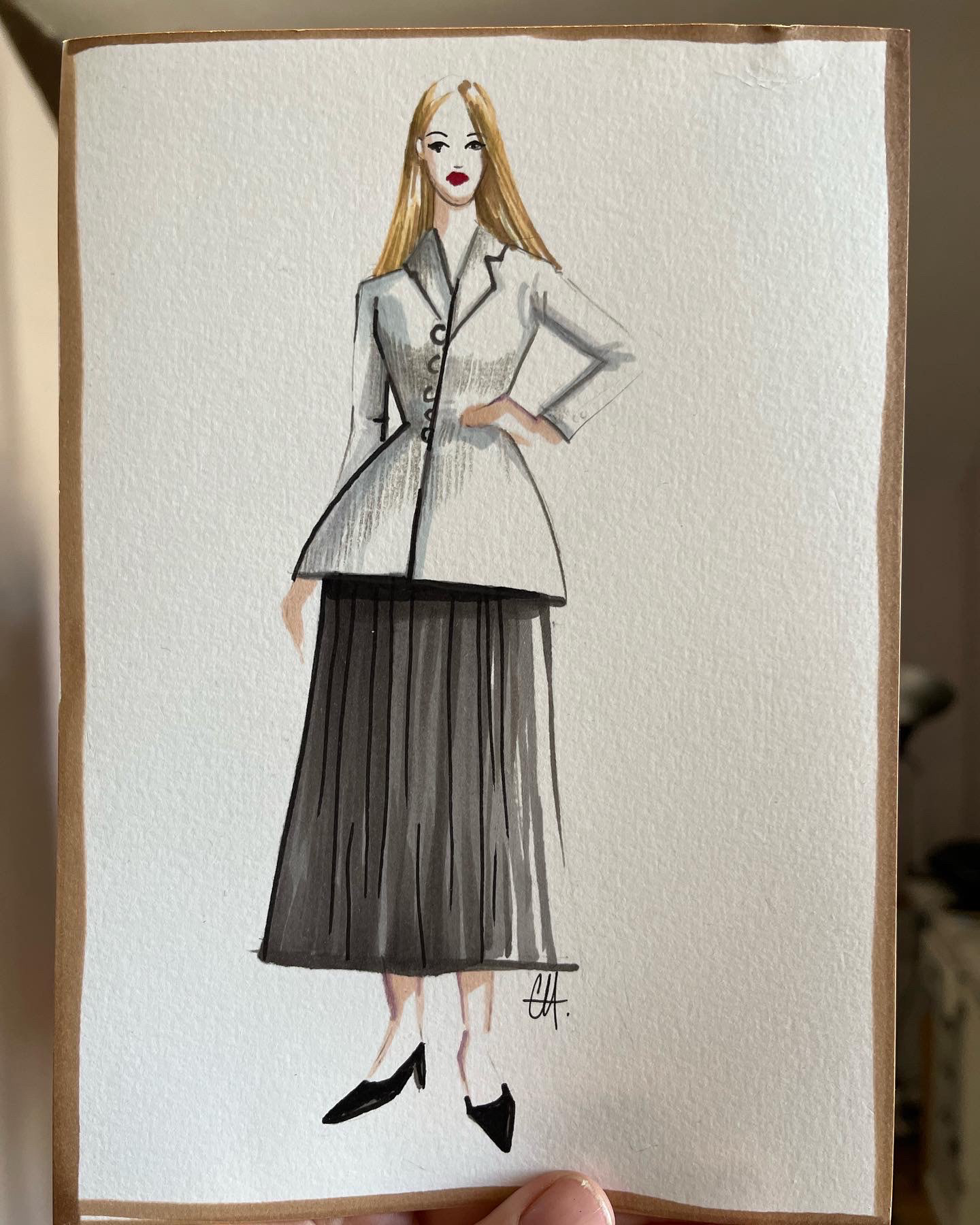 Live Drawing Soirée " Le tailleur BAR Dior" Boutique Avenue Montaigne Mars 2023