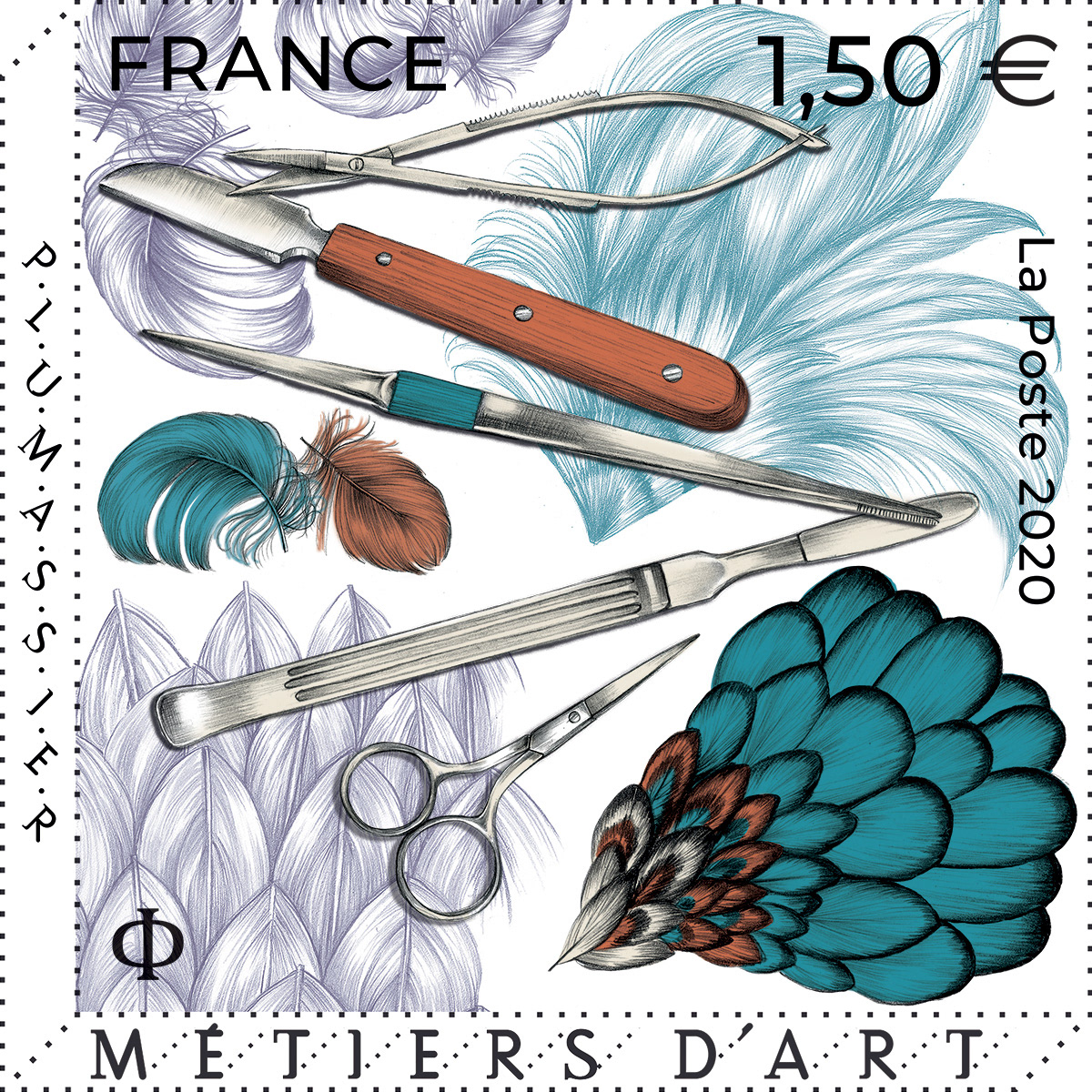 La poste Timbre Metier d'Art Plumassier