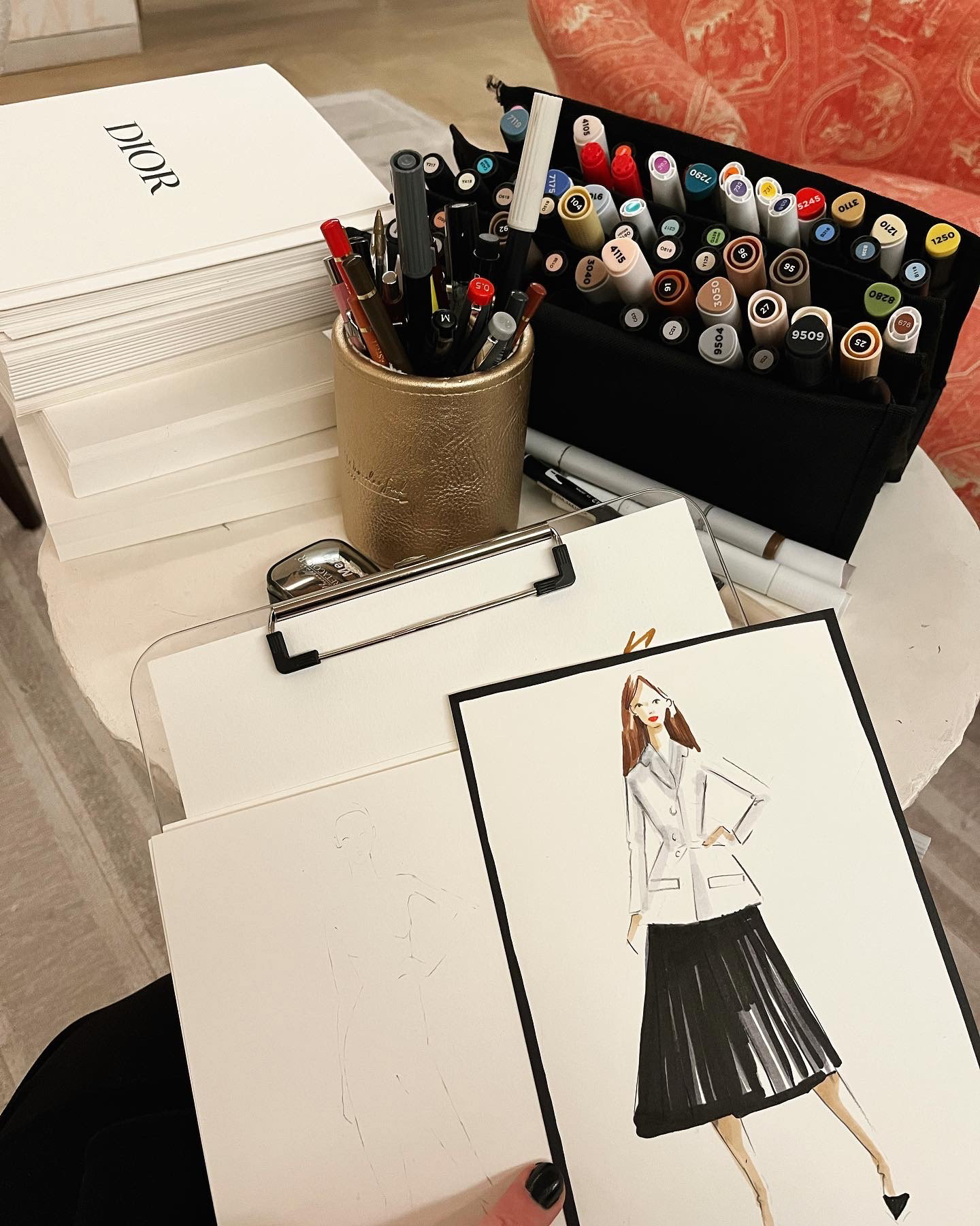 Live Drawing Soirée " Le tailleur BAR Dior" Boutique Avenue Montaigne Mars 2023