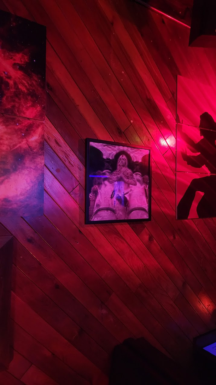 "The Assumption" c.1999. Another piece of my artwork hanging in LowBrow Lounge. My legacy.