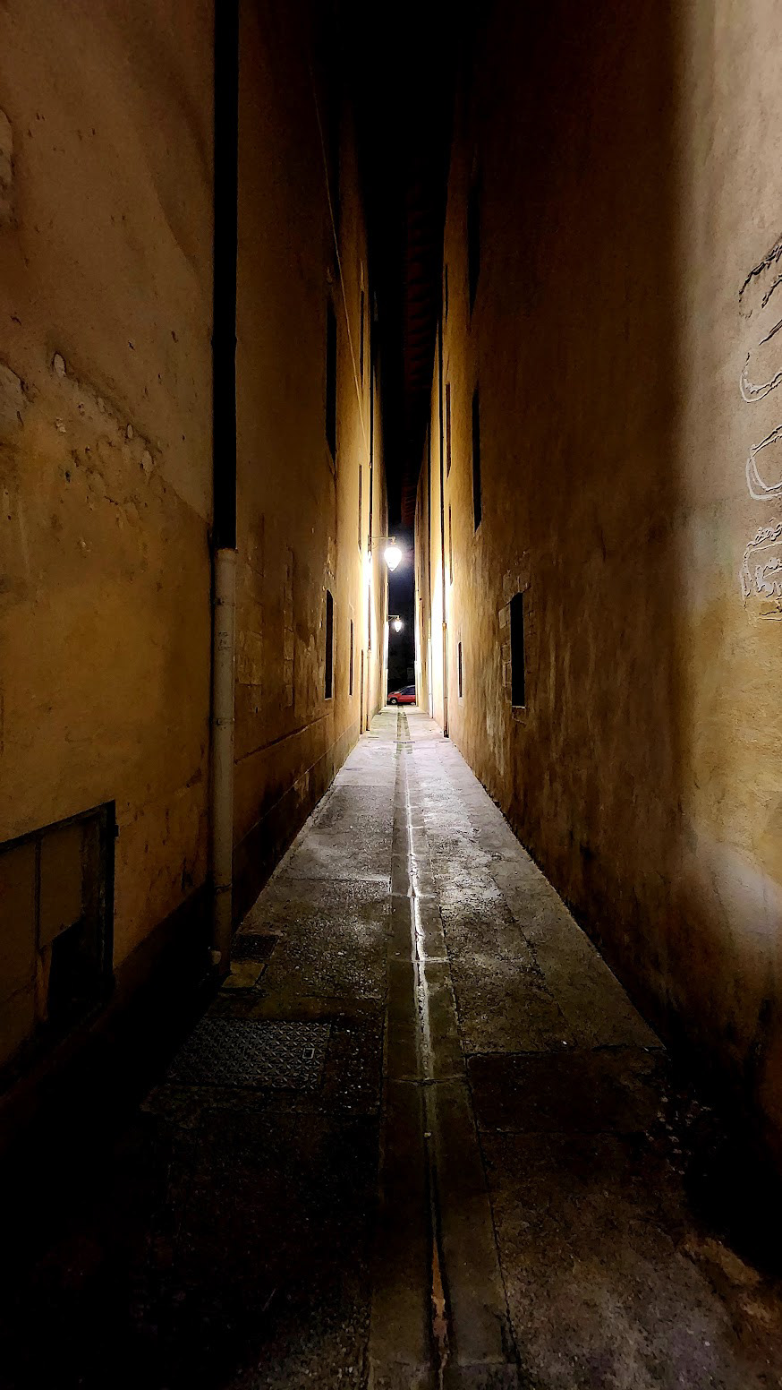 Skinny Street Scene at Night