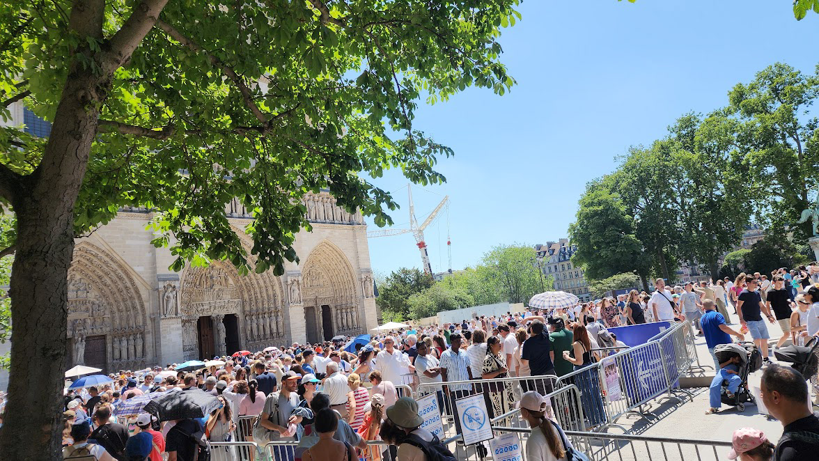 Ridiculous Crowds Outside Notre Dame in Paris