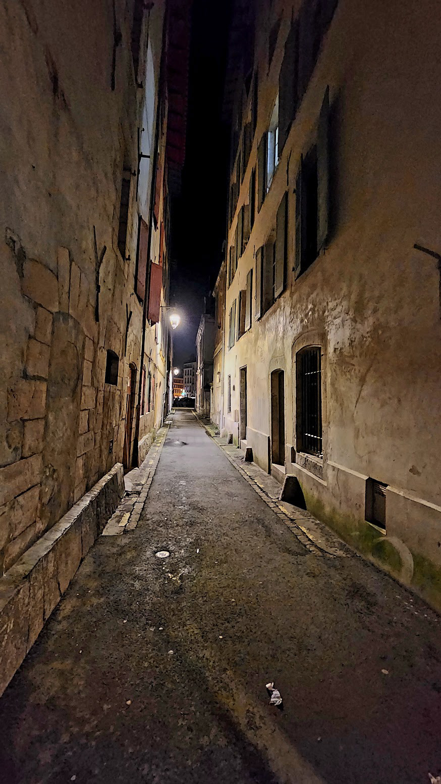 Skinny Street Scene at Night