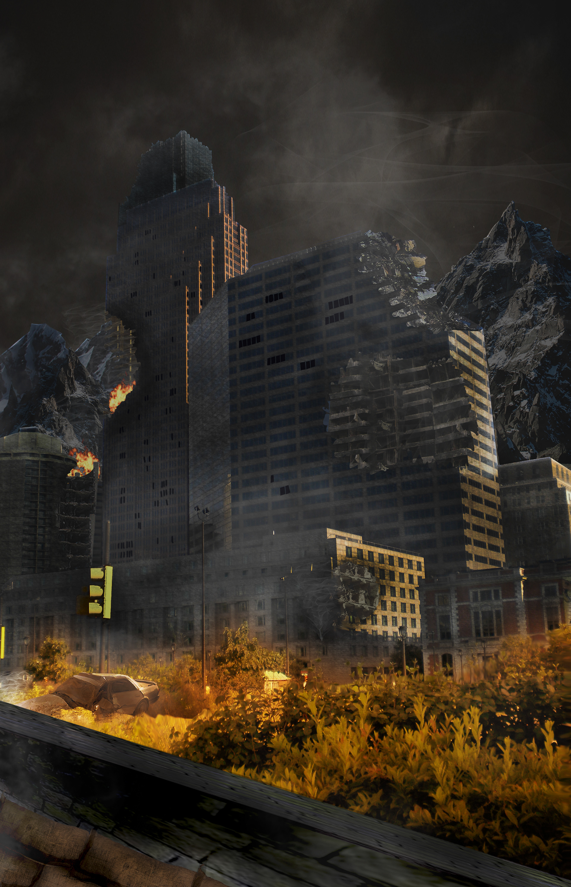 Photo Edited to depict Post Apocalyptic Landscape