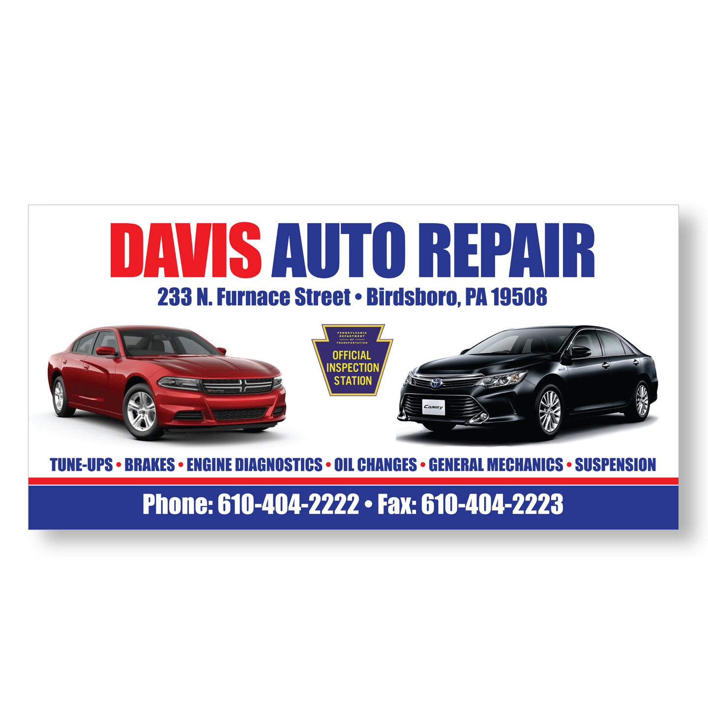96x48 Davis Auto Repair Exterior Building Sign design