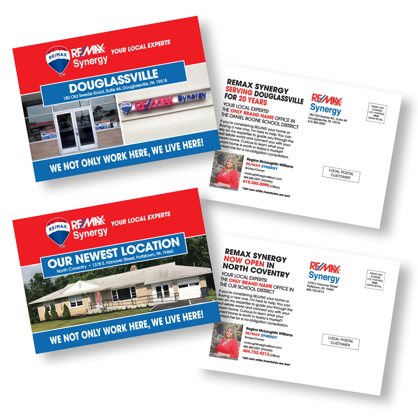Re/Max Synergy Direct Mail Announcement Postcards
