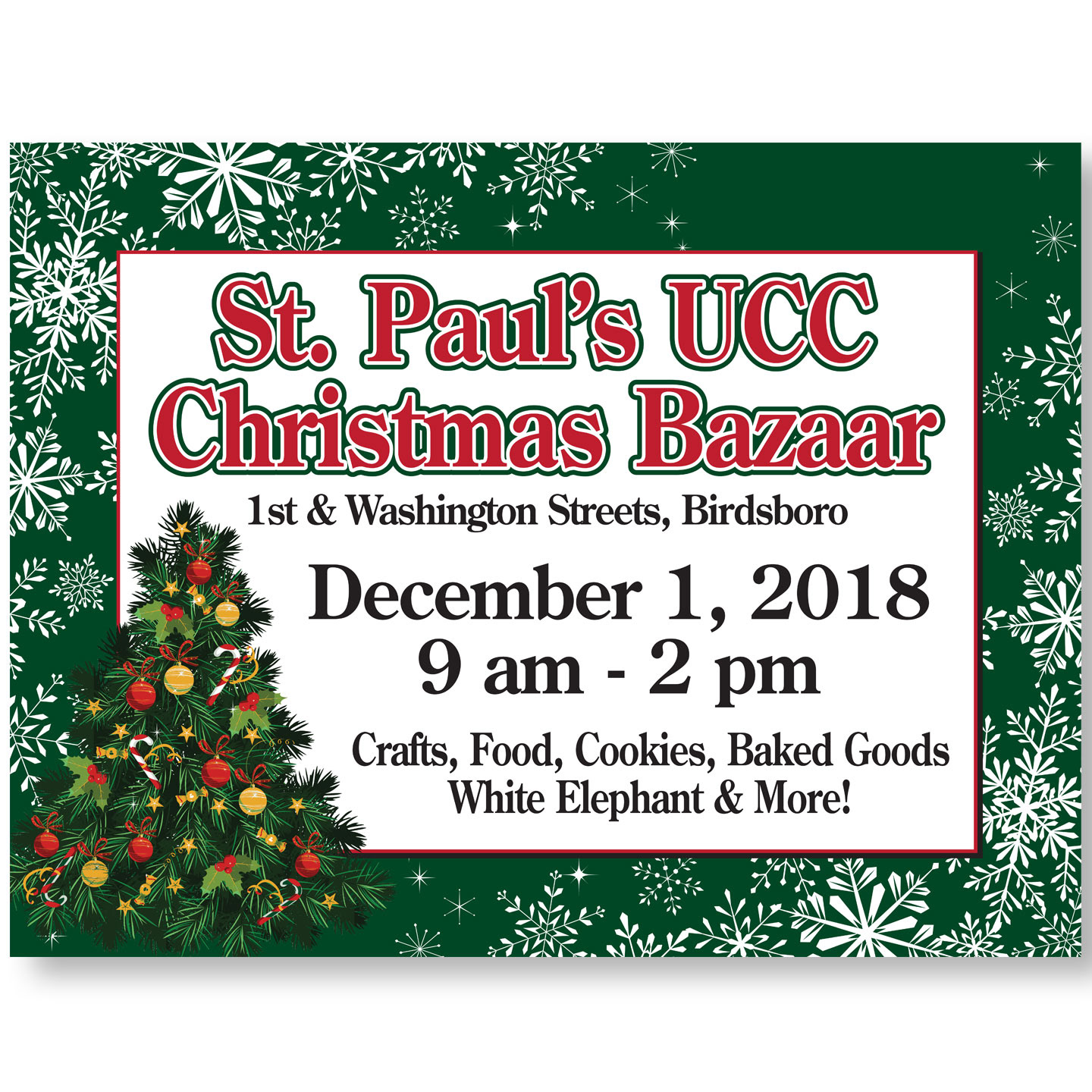Christmas Bazaar 24x18 Corroplast Sign design