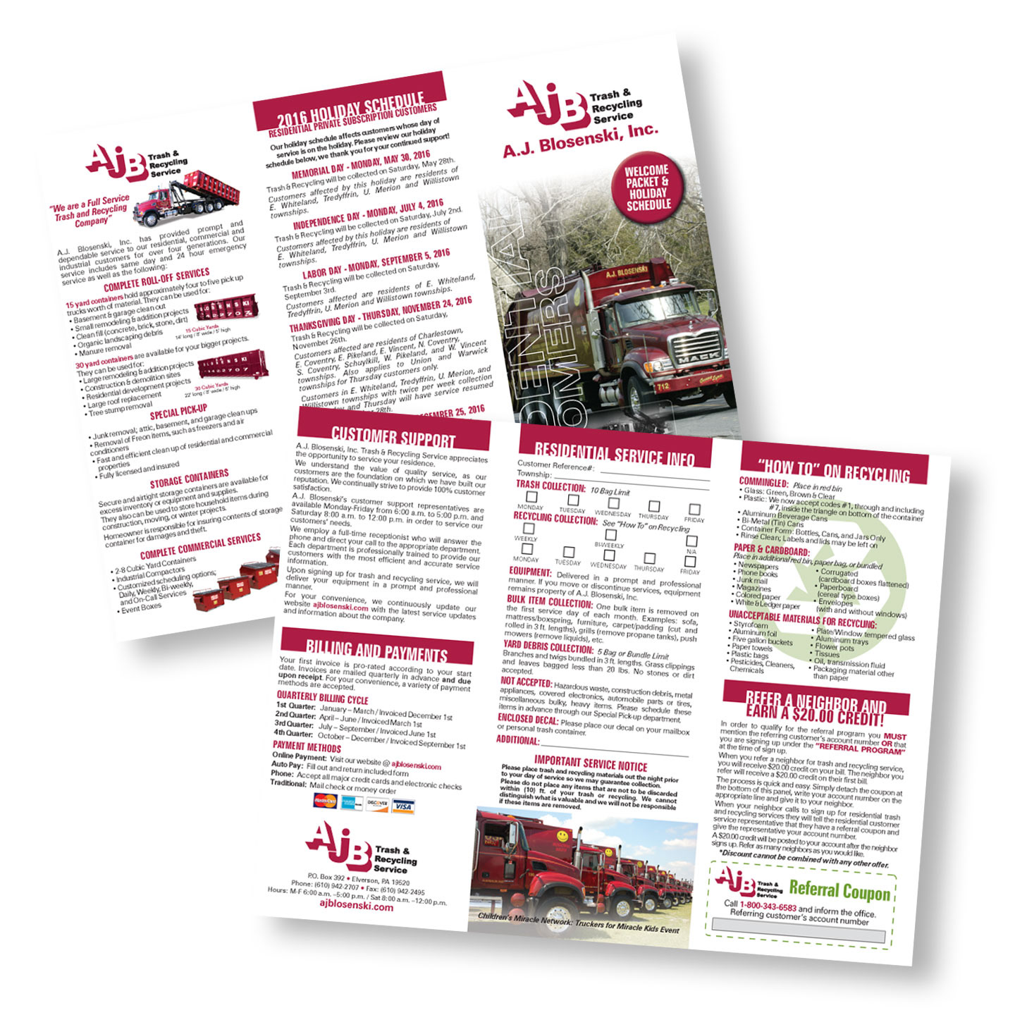 AJ Blosenski Residential Services Trifold Brochure design