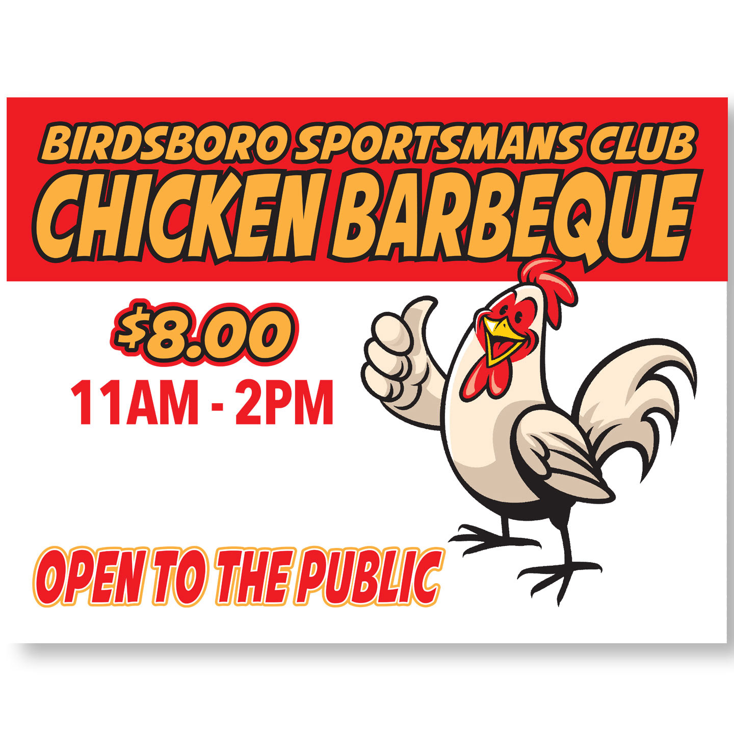 Chicken Barbeque 24x18 Corroplast Sign design