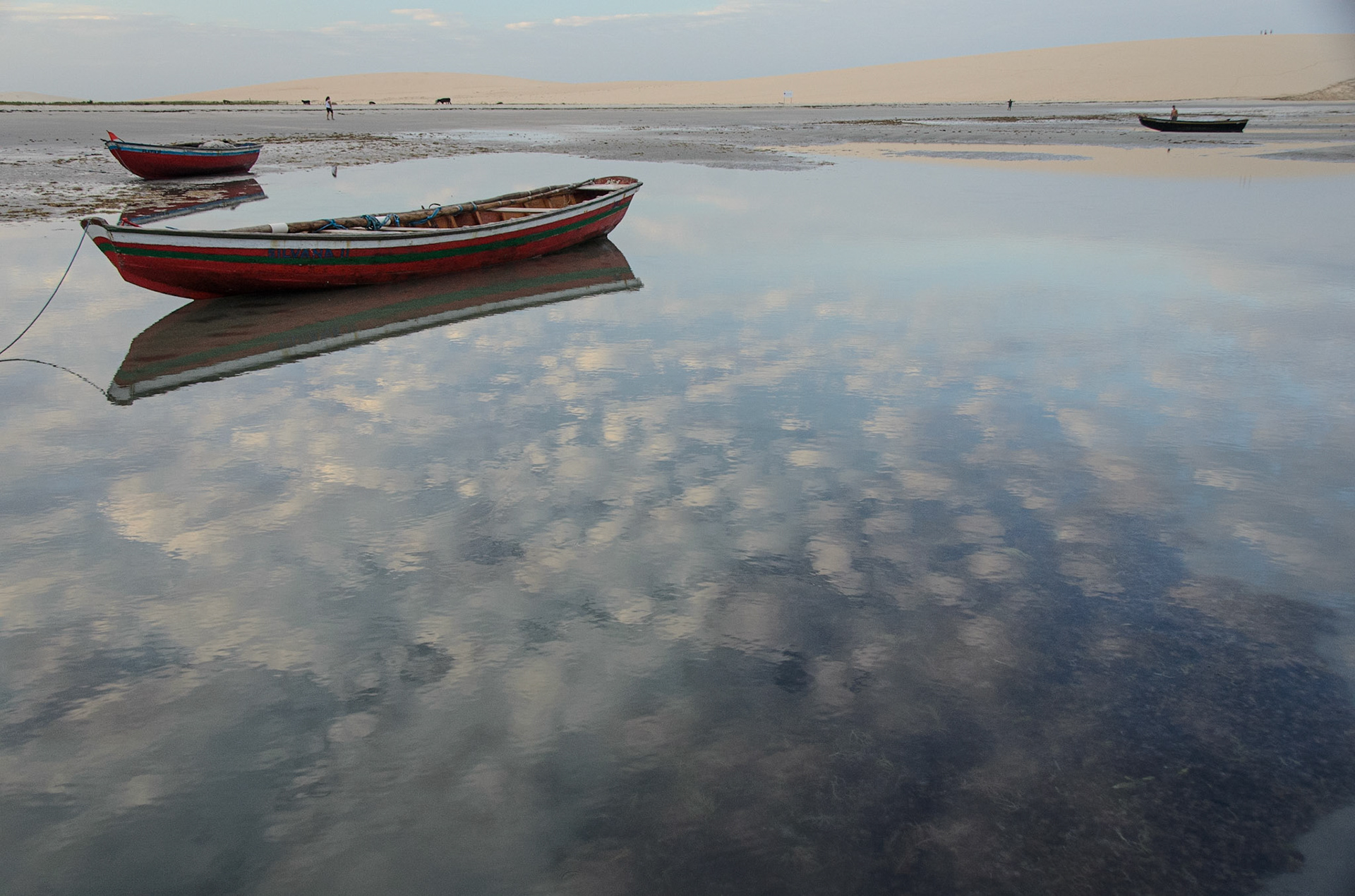 Sunrise on the beach at Jericoacoara, Brazil. a