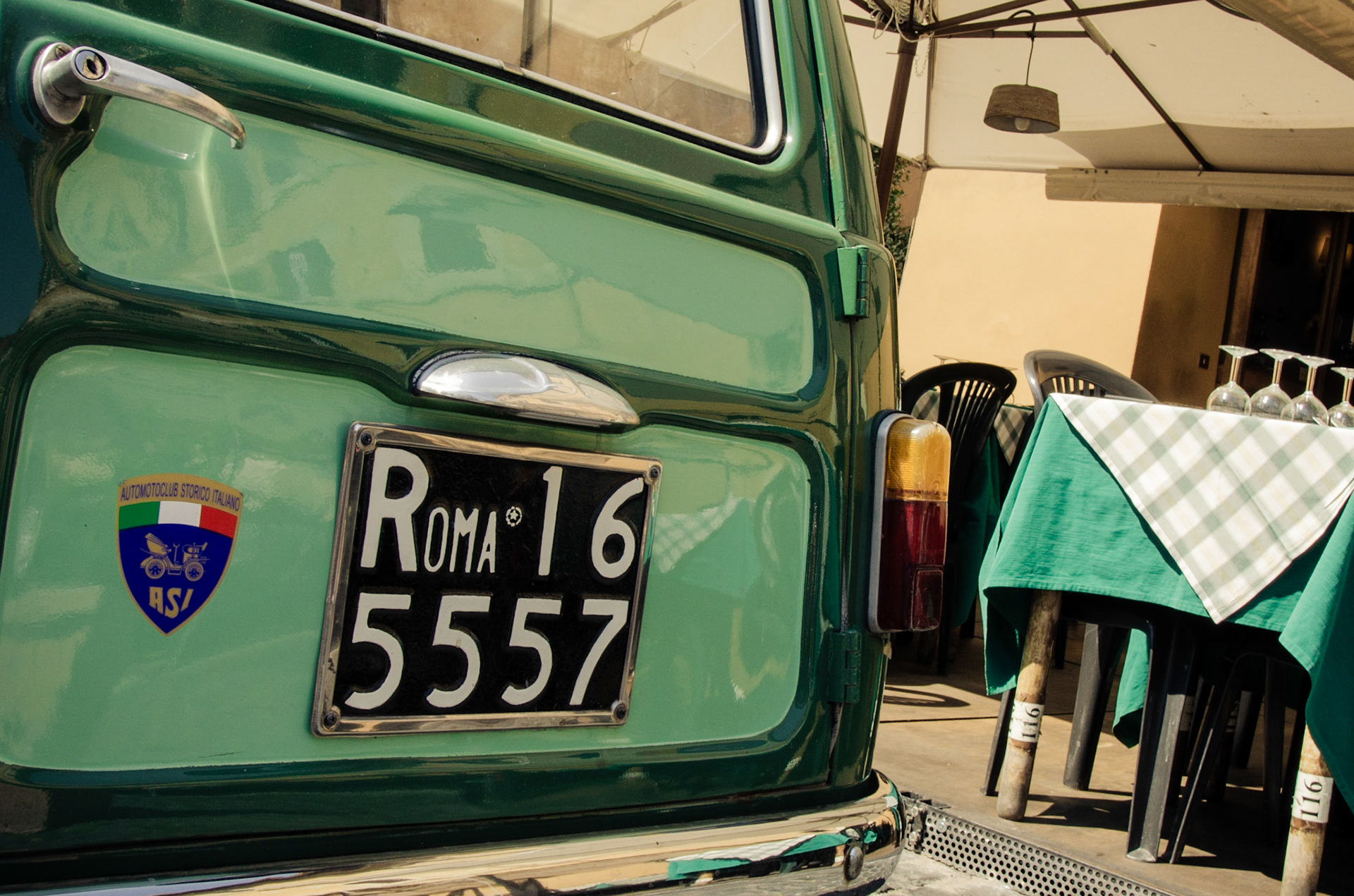 Fiat and Cafe, Rome, Italy