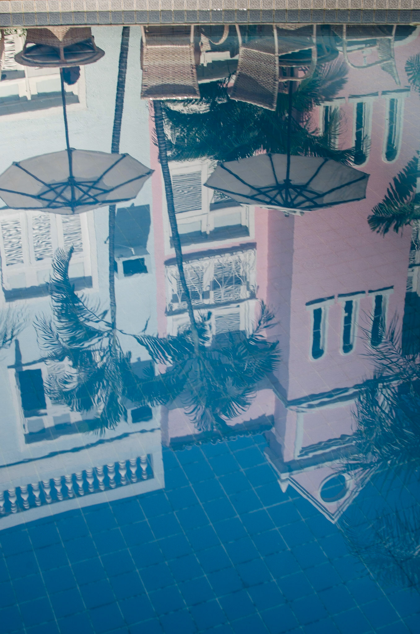 Reflection of Hotel Villa Mayor in the Pool.