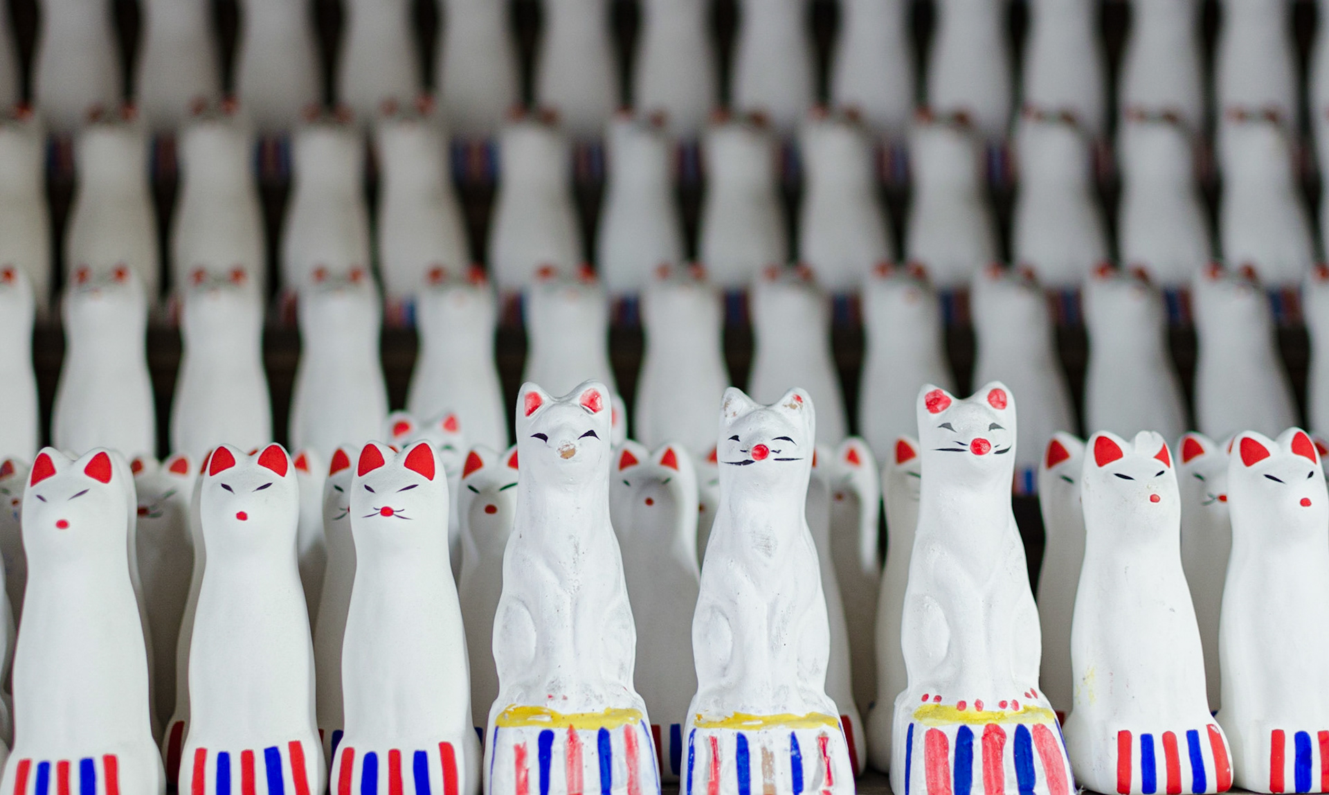 Kitsune offerings at the Hikan Inari Shinto Shrine, Asakusa, Tokyo