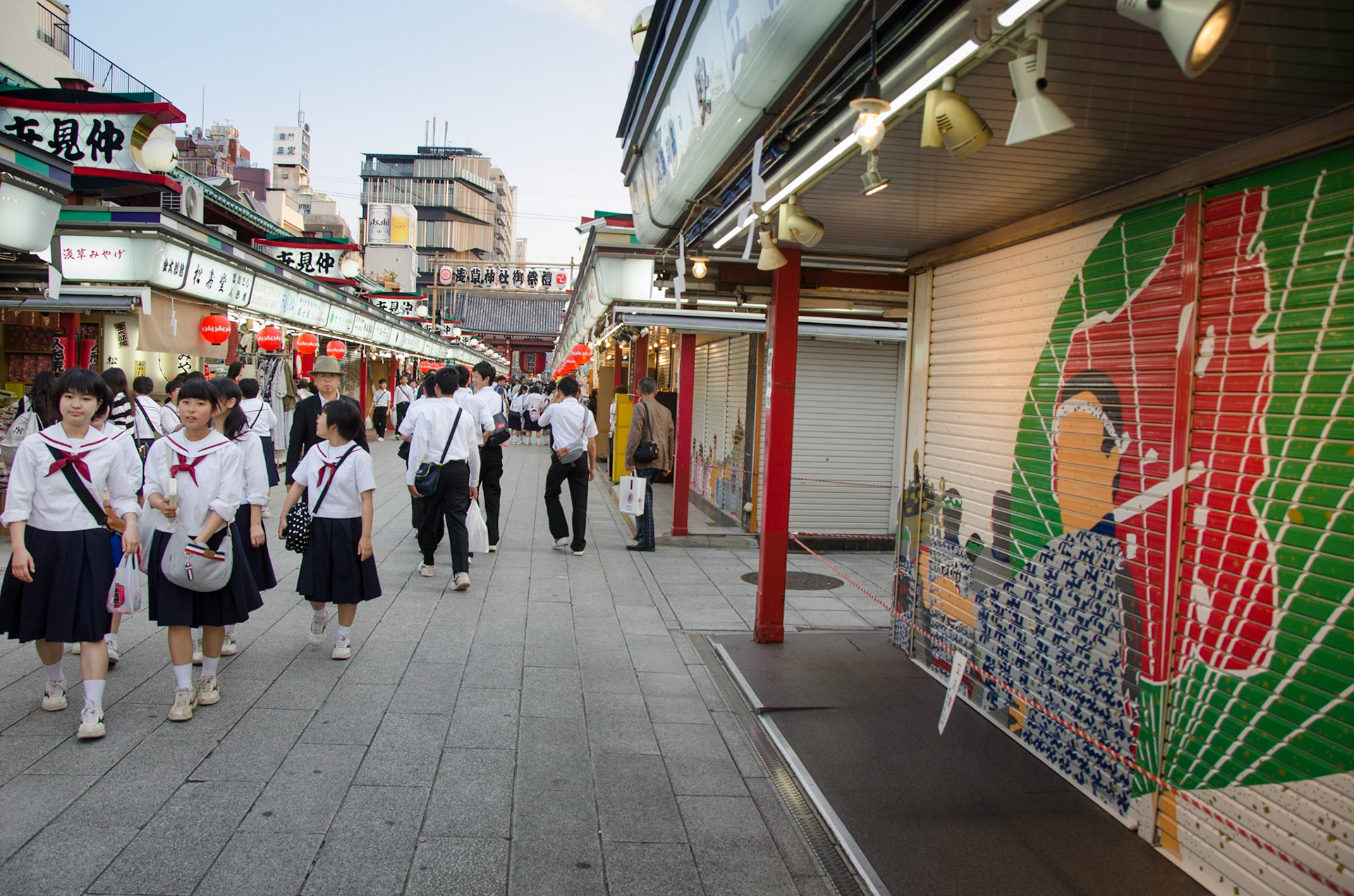 Nakamise market in Asakusa, Tokyo, Japan.  One the way to the Sensoji Buddhist Temple.