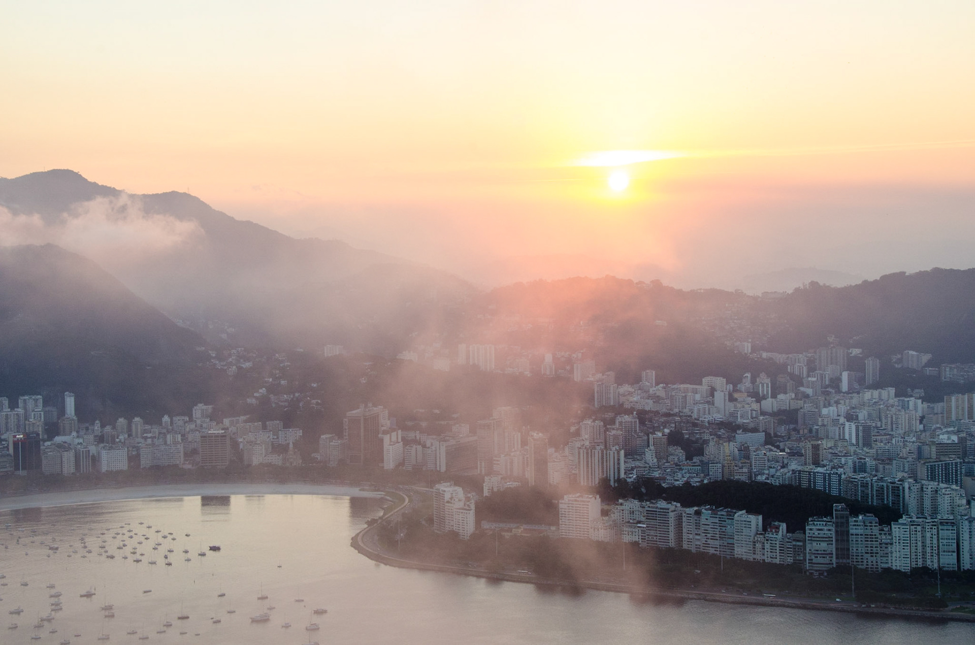 View from Sugarloaf at sunset.  Rio de Janeiro, Brazil.