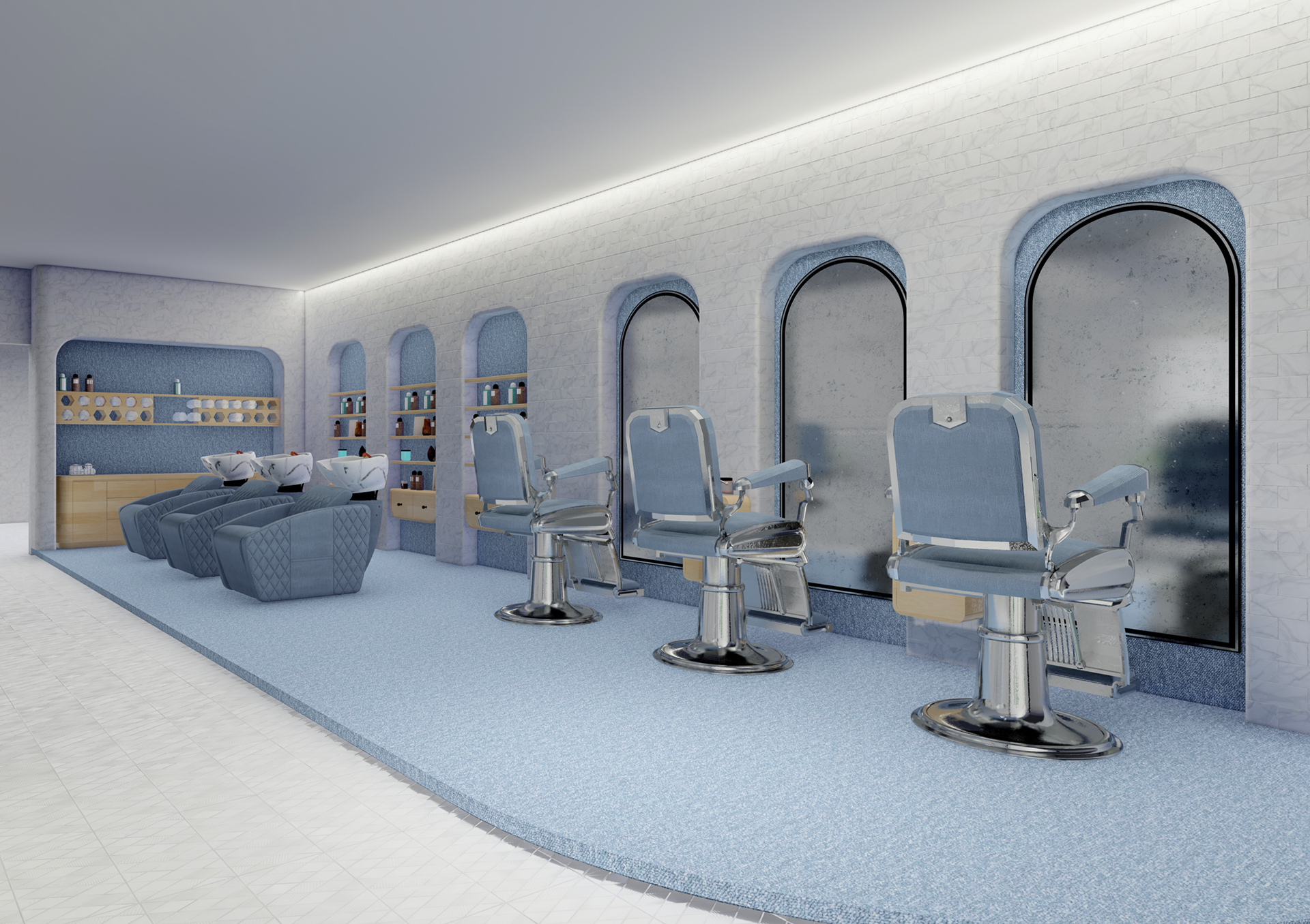 headwash and styling stations