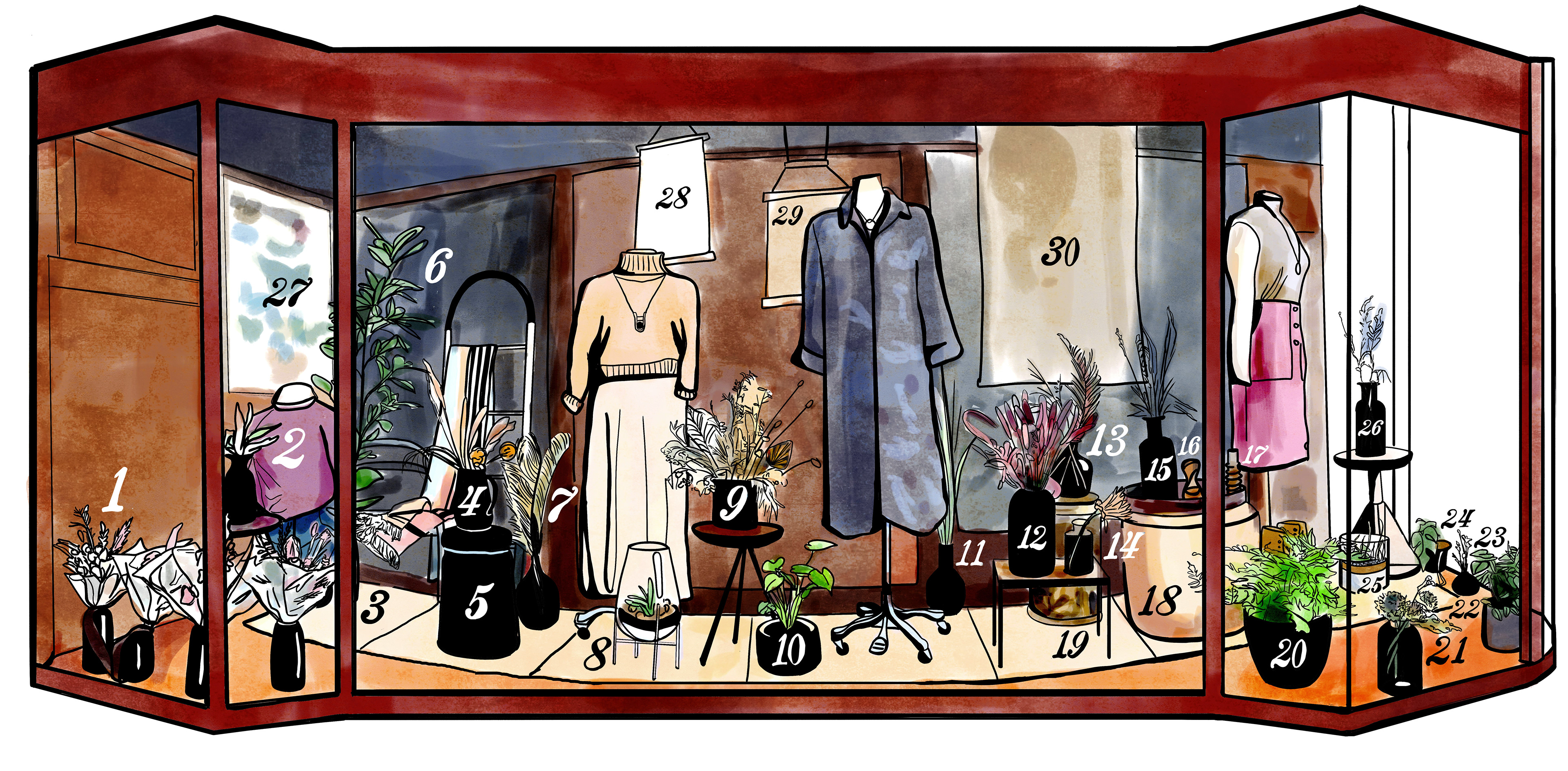 Doubledutch Boutique storefront illustration (summer of 2020)