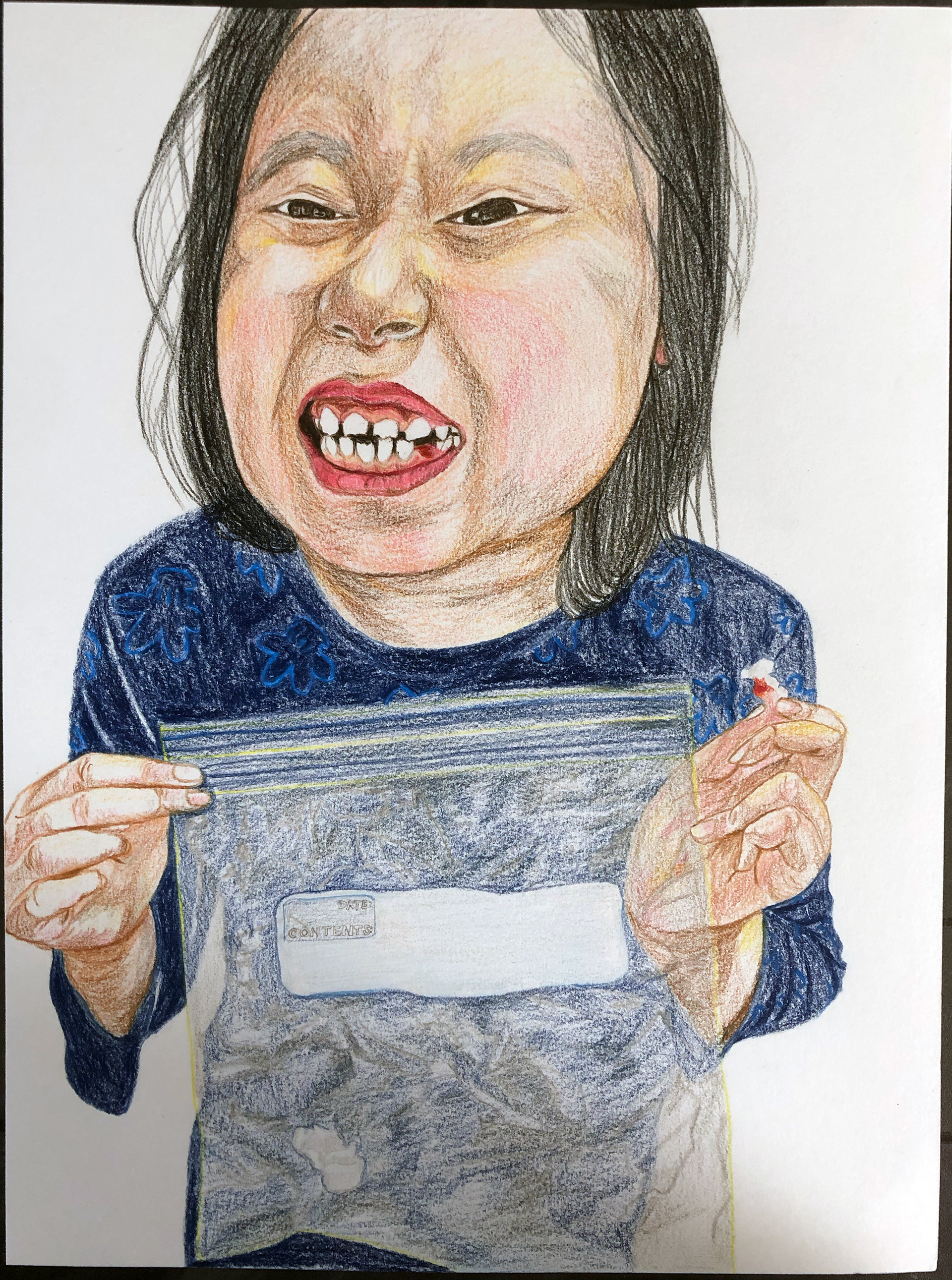JSA's broken teeth (2021), color pencil on paper_9x12