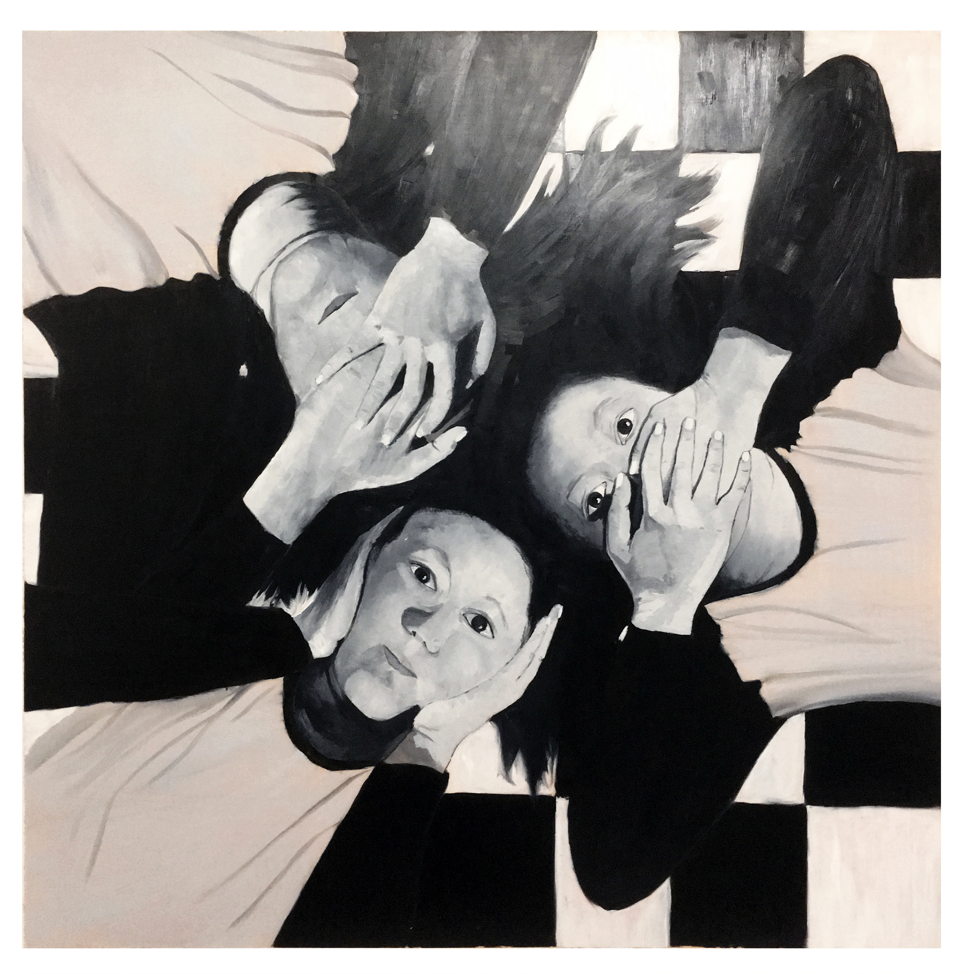 See No Evil - Hear No Evil - Speak No Evil (2017), oil on mylar_ 30 x 30