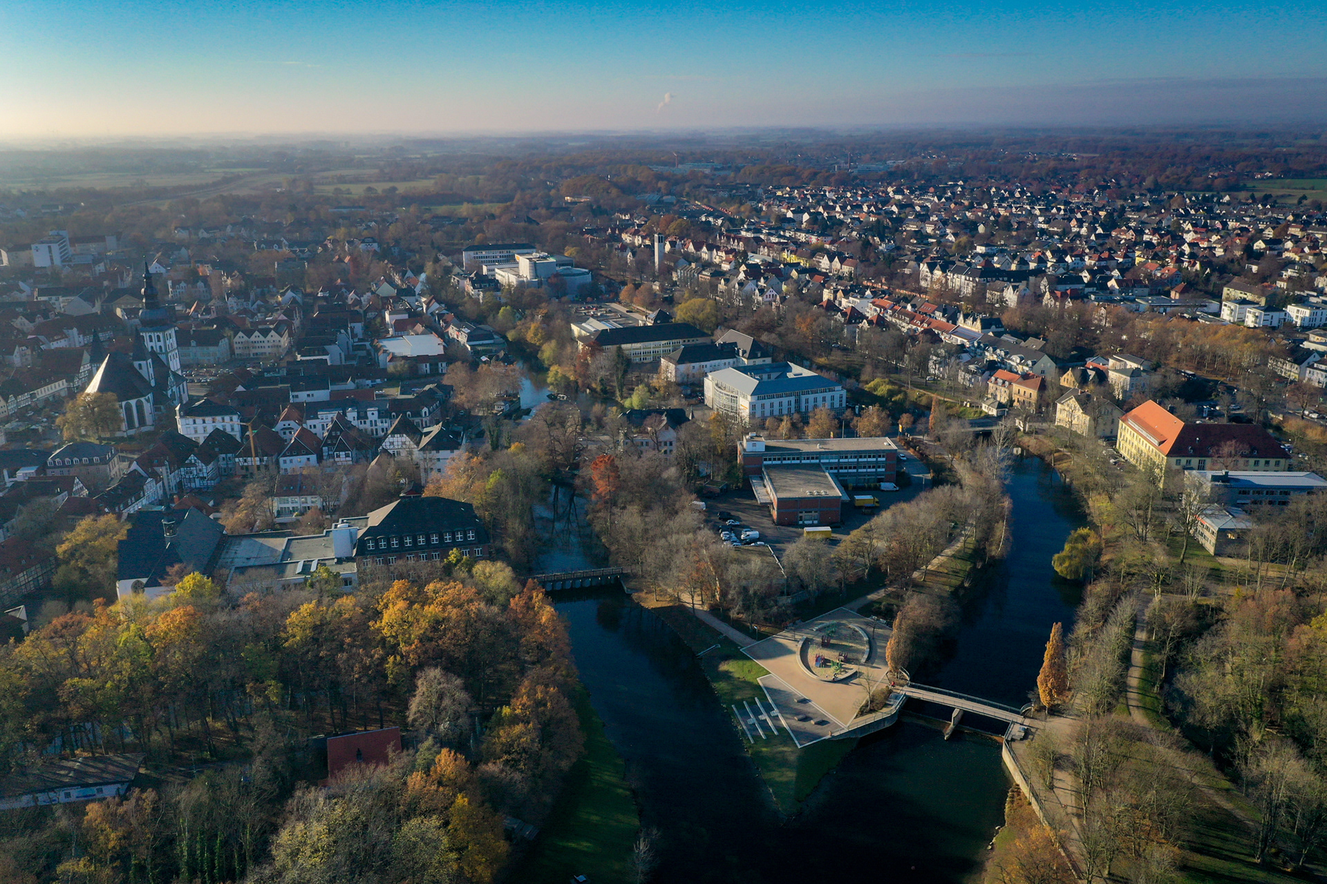 Vom Grünen Winkel aus geht der Blick nach Westen