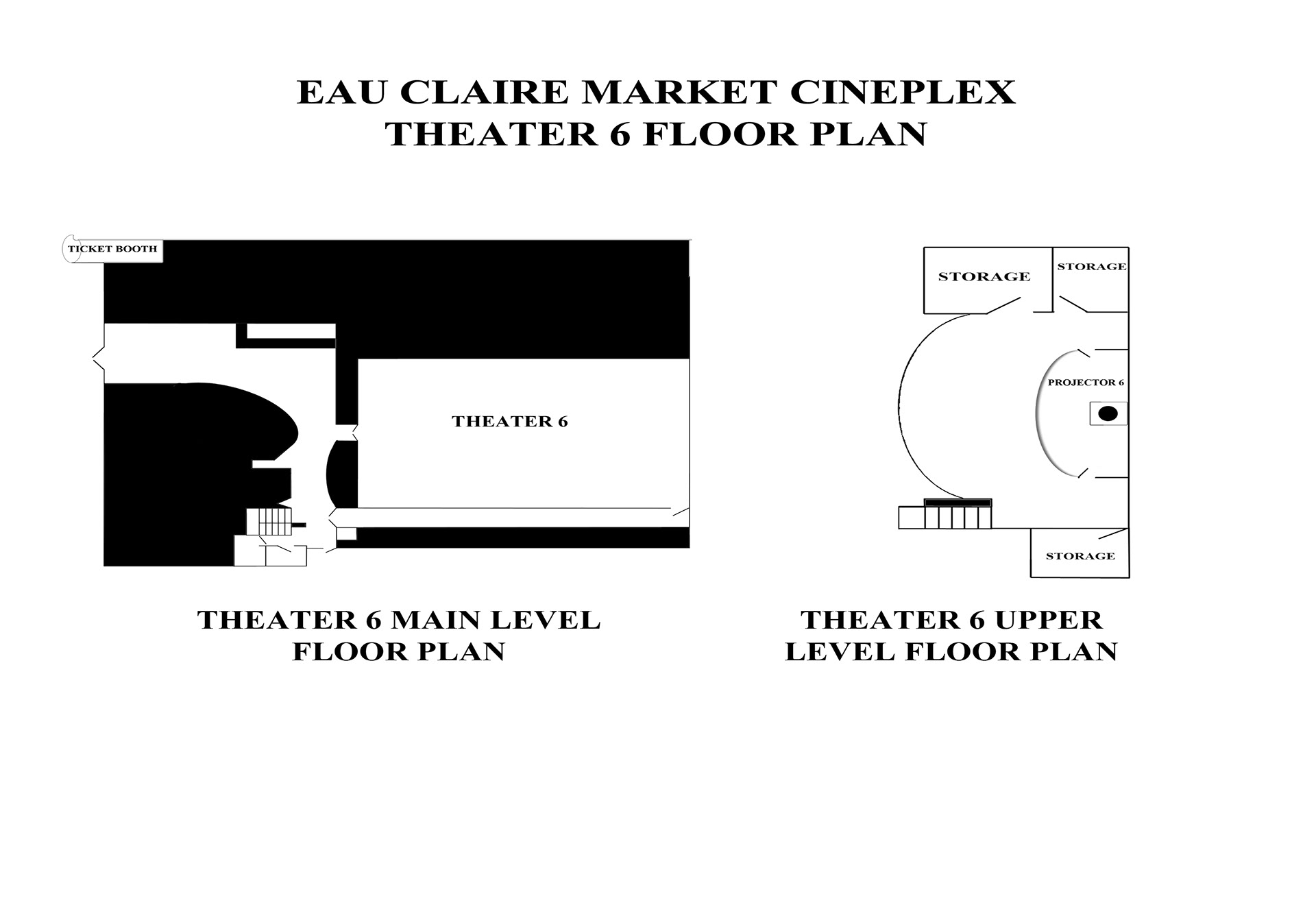 Eau Claire Market Cineplex Evacuation Plan. I was hired to create a new Floor Plan for the Eau Claire Cineplex to use for evacuations and for the Fire Department use. The digital floorplans were implemented in use as of 2014.