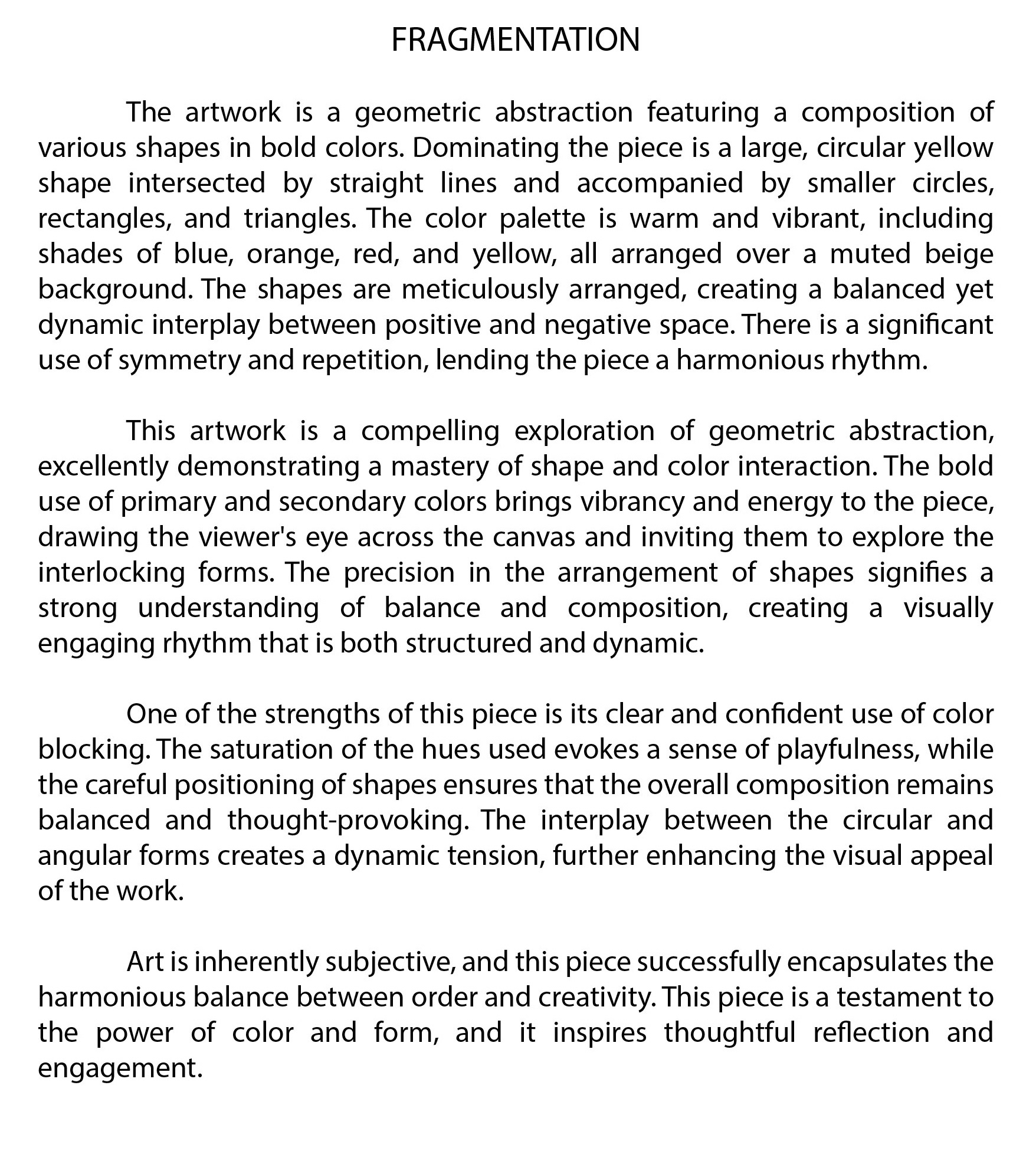 Fragmentation Description