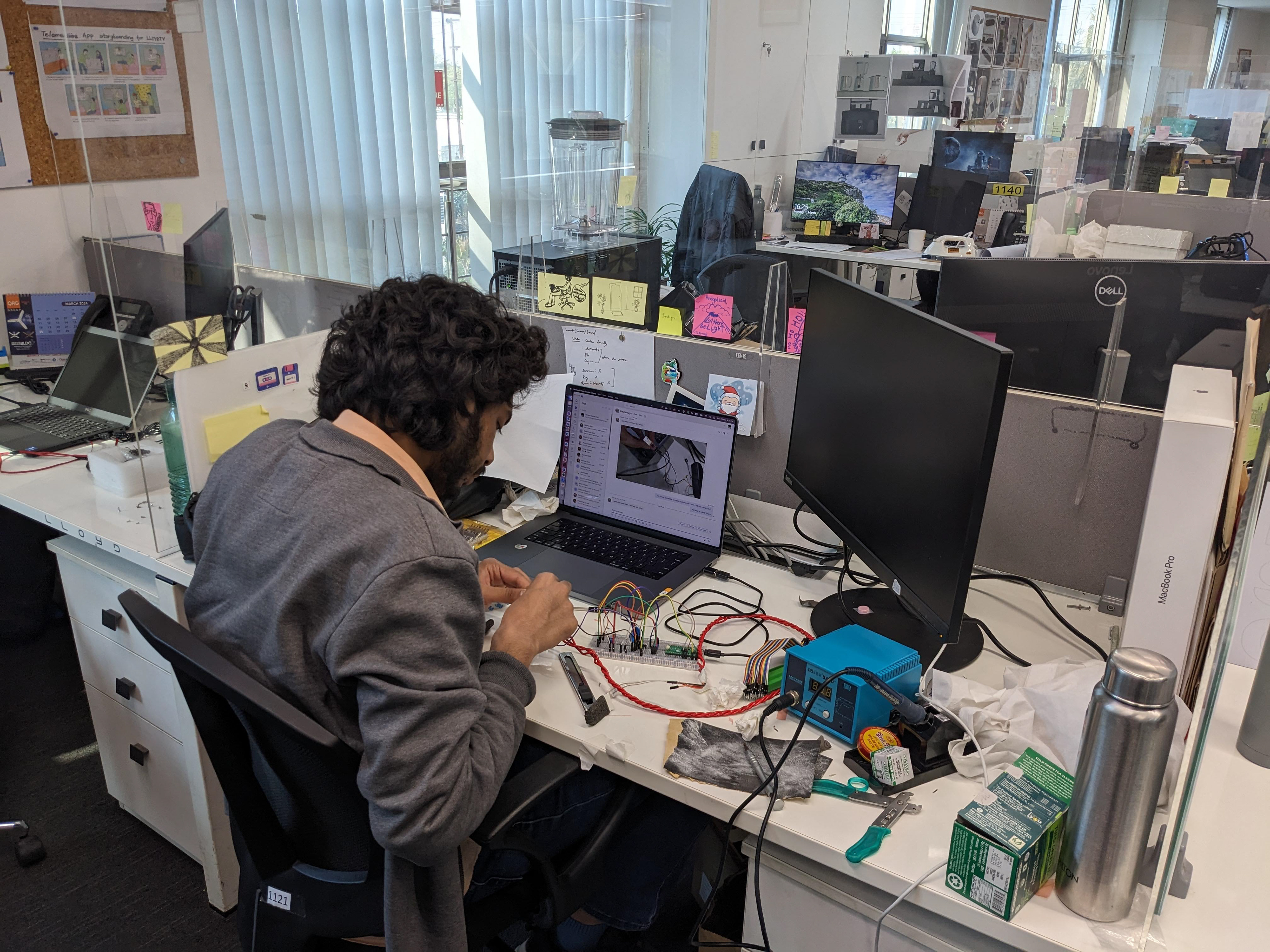 Finishing up the force sensor setup for an ergonomic study