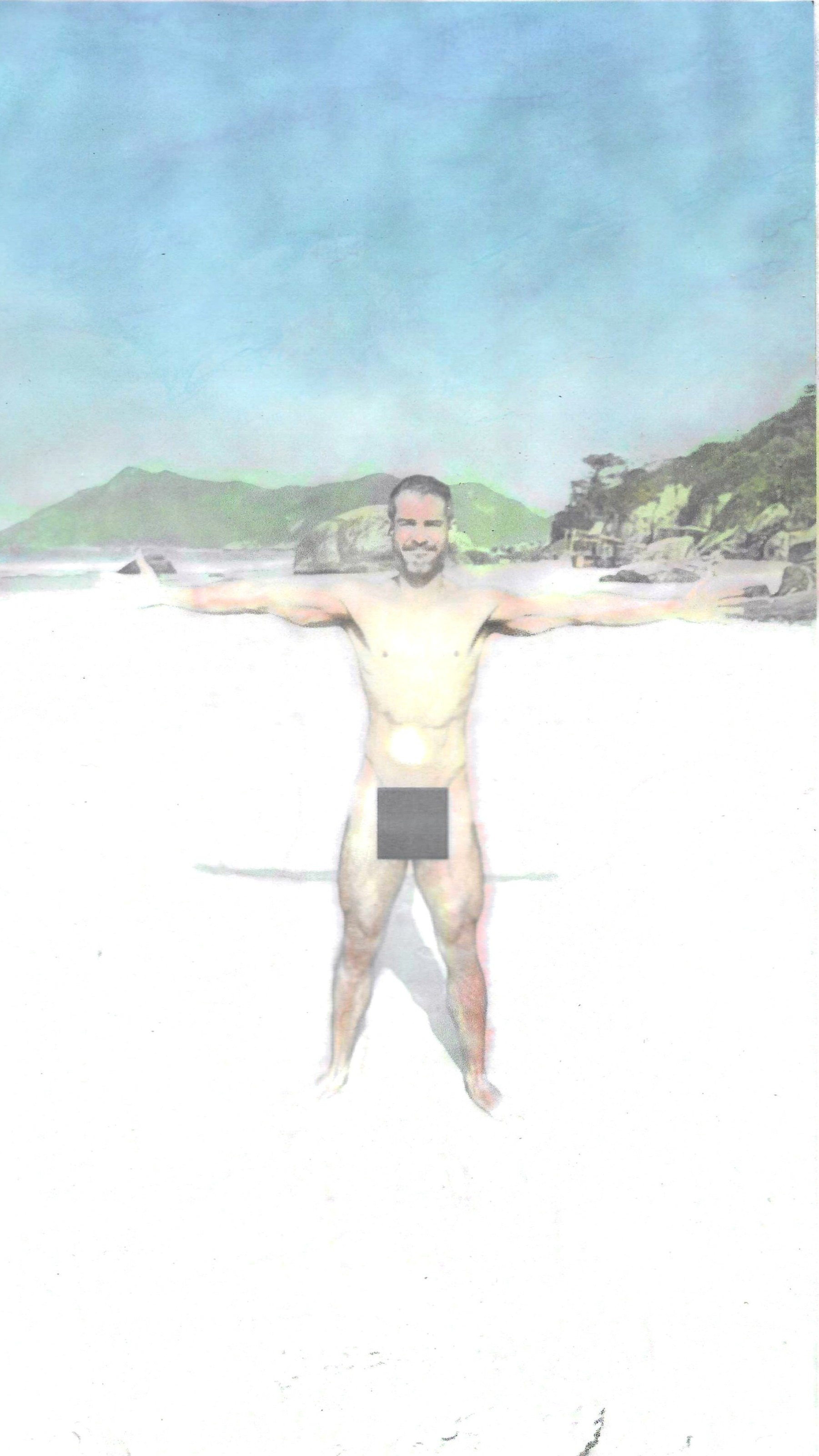 Impressão e aquarela sobre papel folha A4