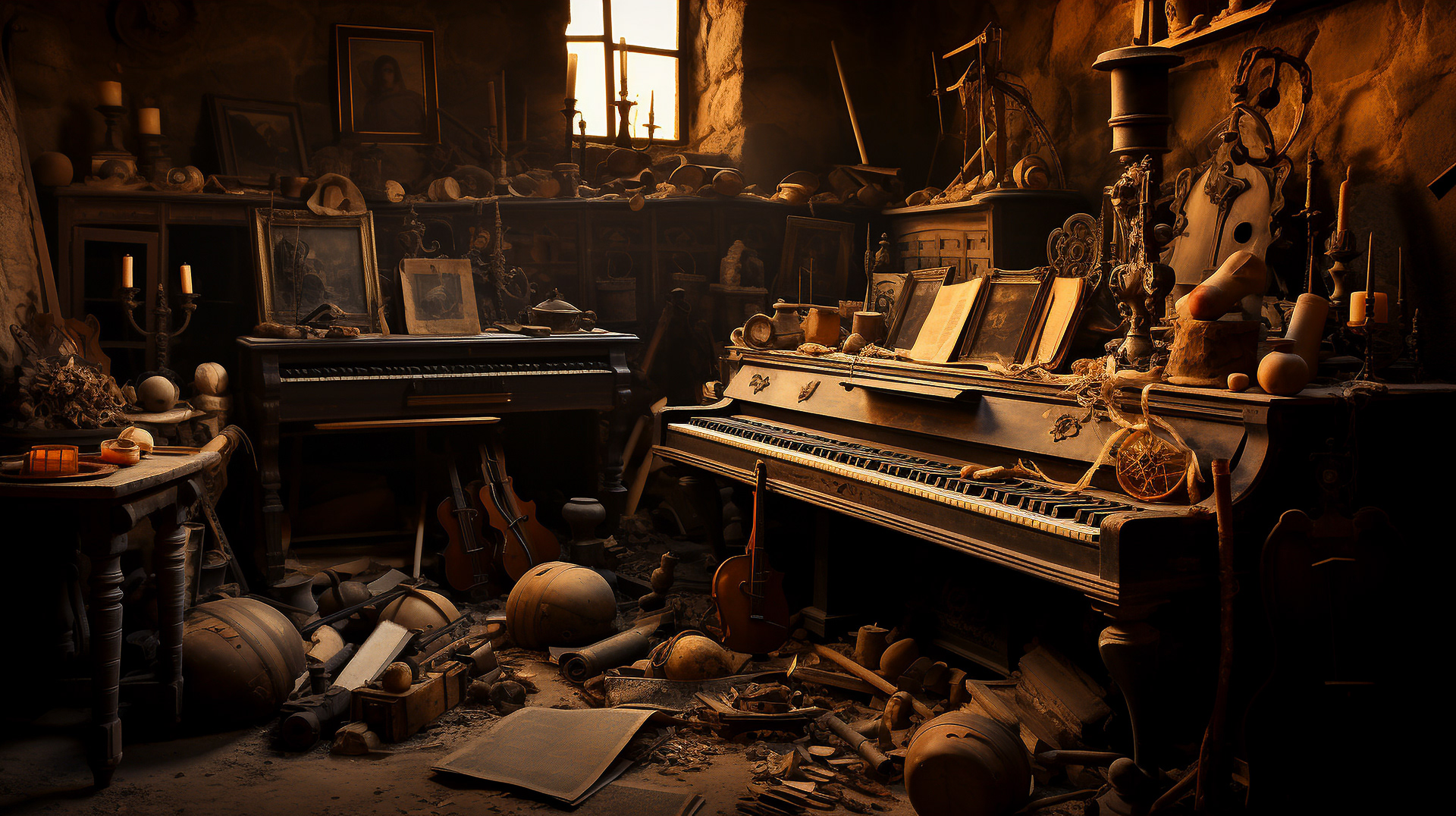 Una cabina de escucha con auriculares abandonada, donde antes los visitantes se sumergían en las melodías de la música hebrea, ahora en inquietante silencio.