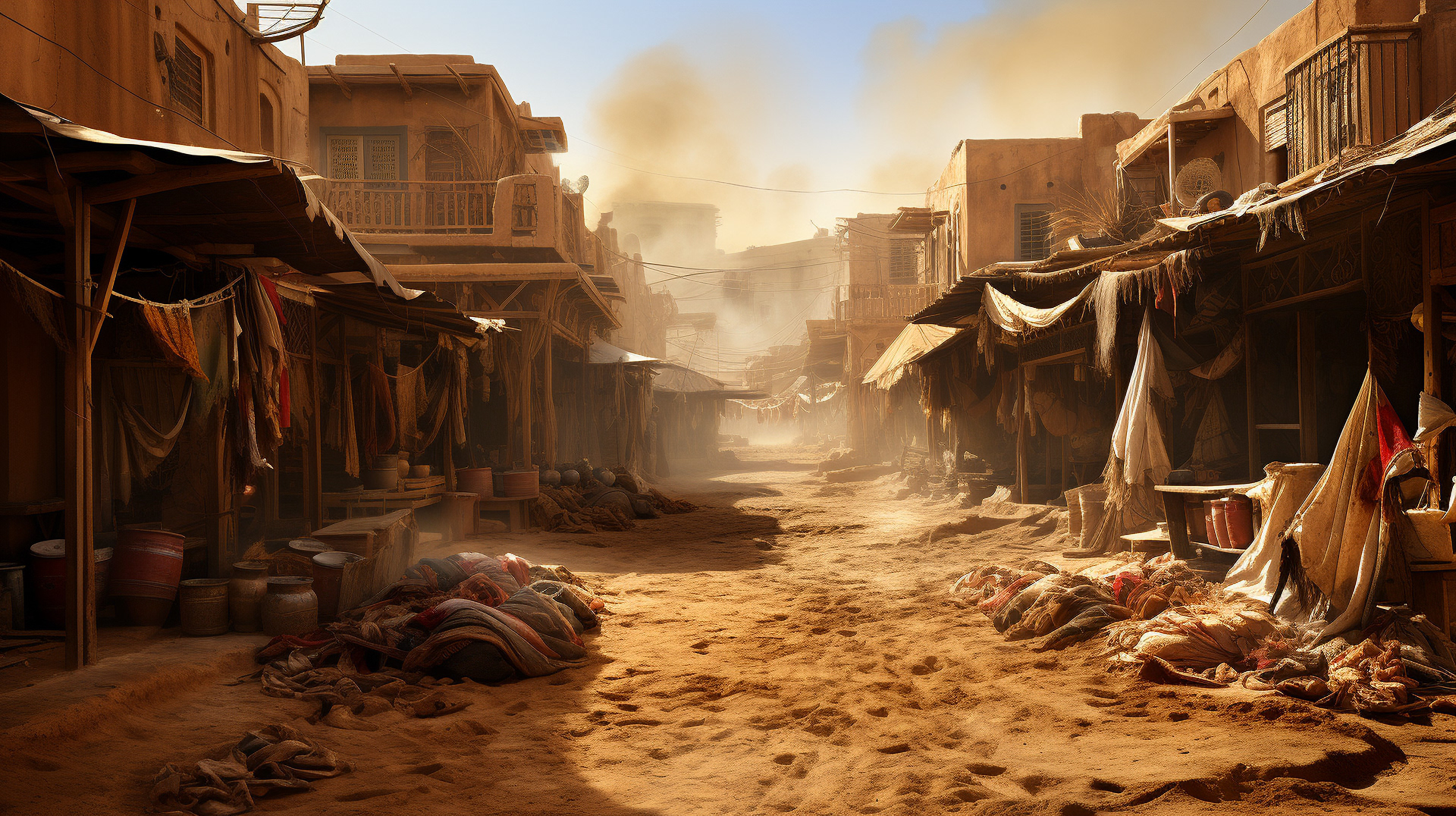 Puestos desiertos del mercado de Mahane Yehuda, antes bullicioso, ahora cubierto de arena.