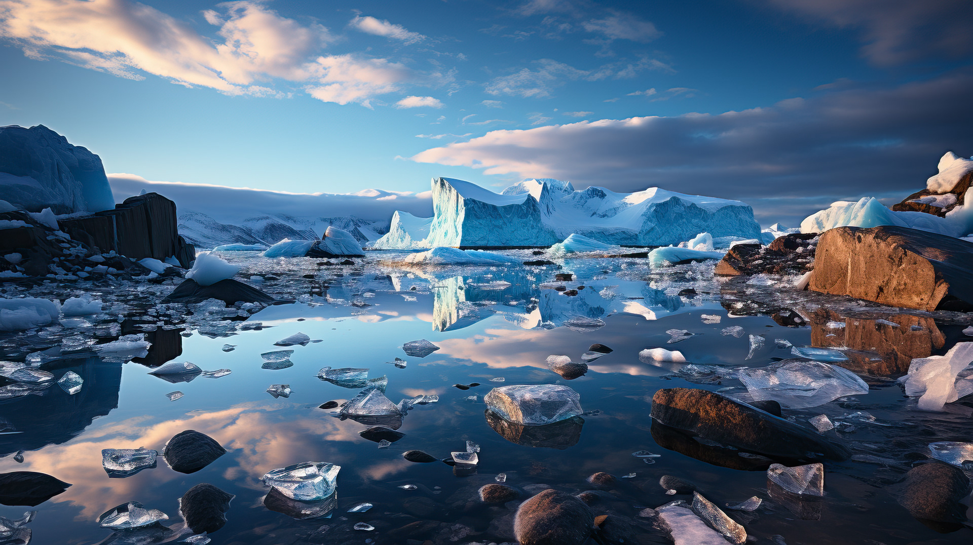 La danse envoûtante de la lumière sur les eaux de l'Antarctique lors d'une journée ensoleillée.