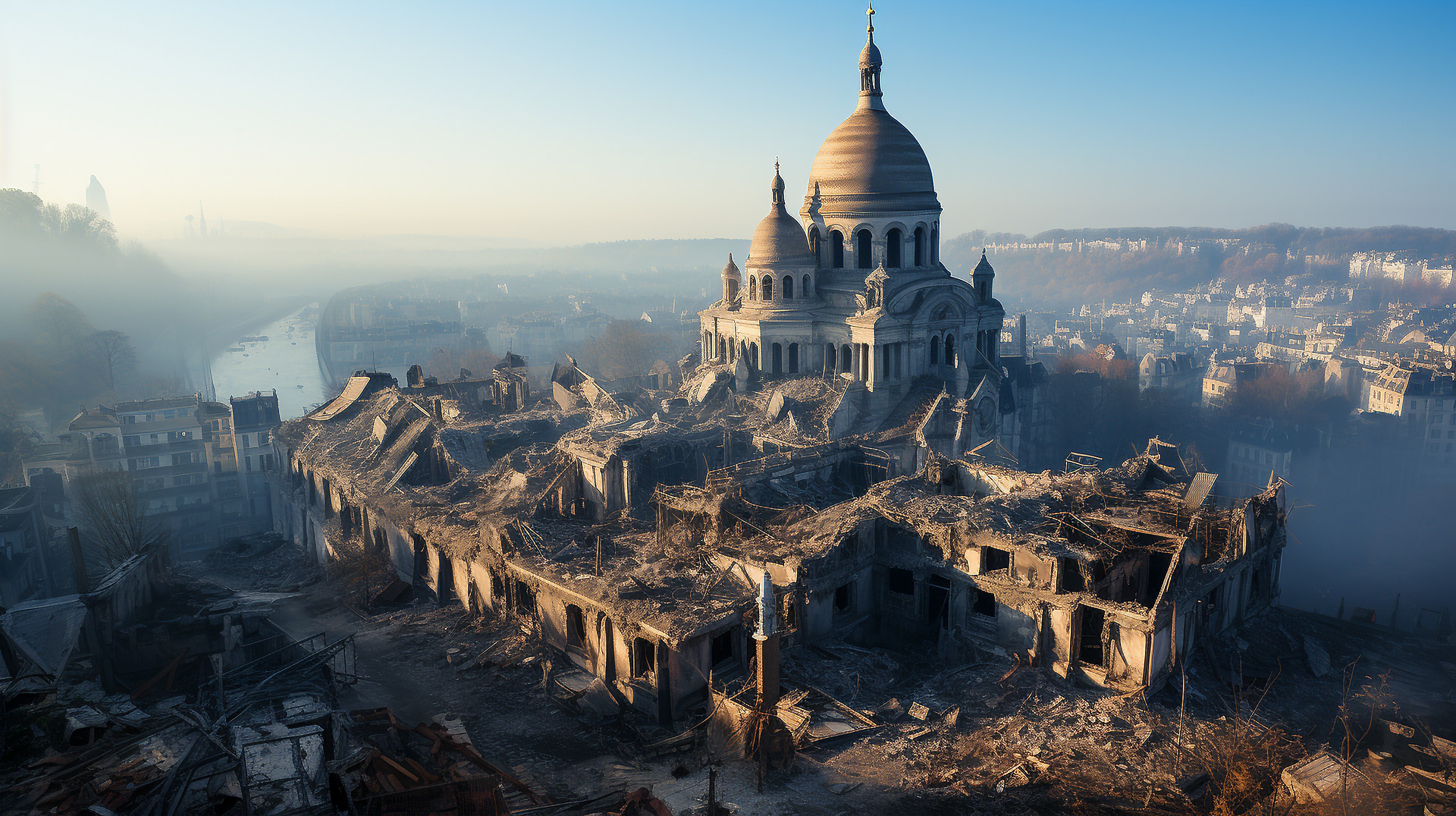 Drone Images of Sacred Heart Church - Beacon of Faith in a Sea of Destruction