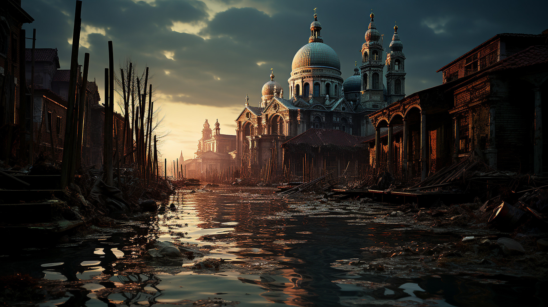 Ruines du Grand Canal près de la Basilique de Santa Maria della Salute.