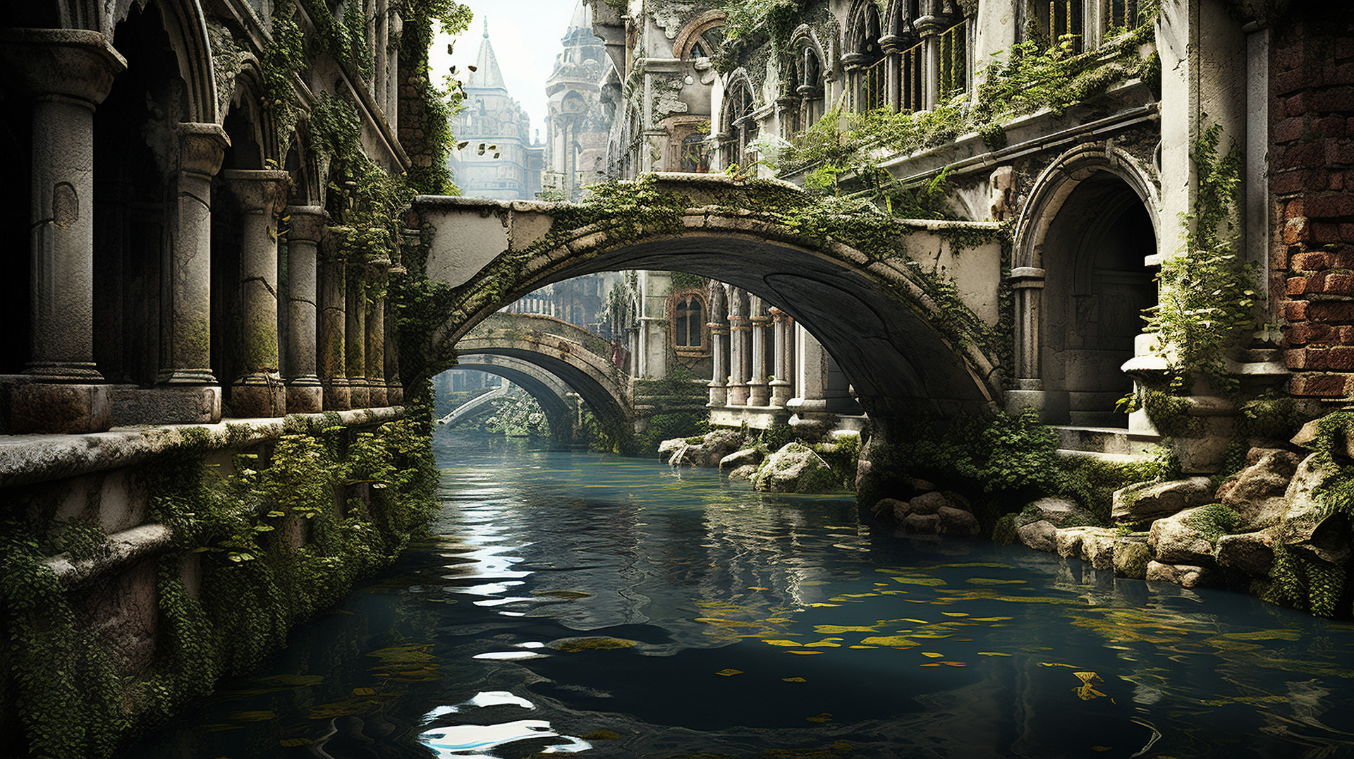 Hidden garden overgrown and wild, retaining mystical beauty in Venice.