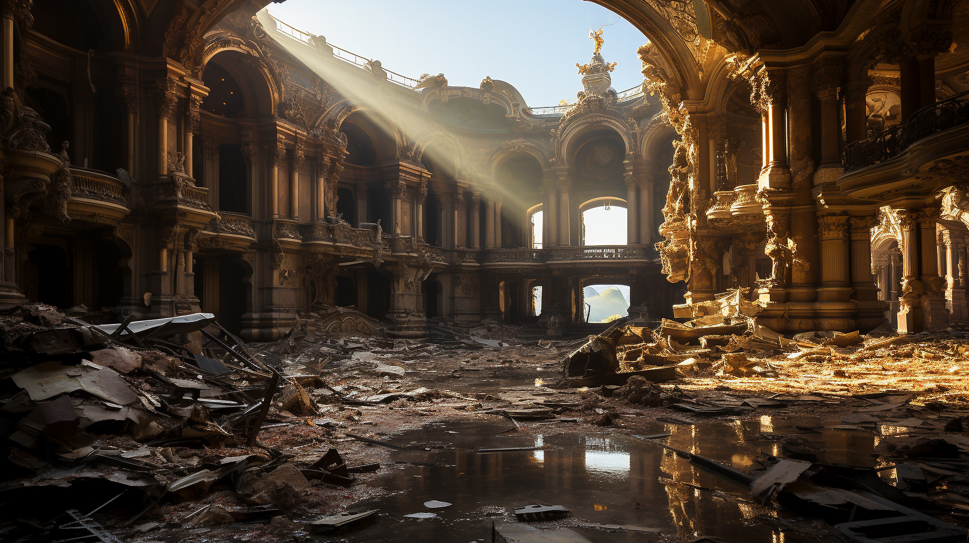 Dusty chandeliers in Paris' historic theaters embody the city's crippled elegance