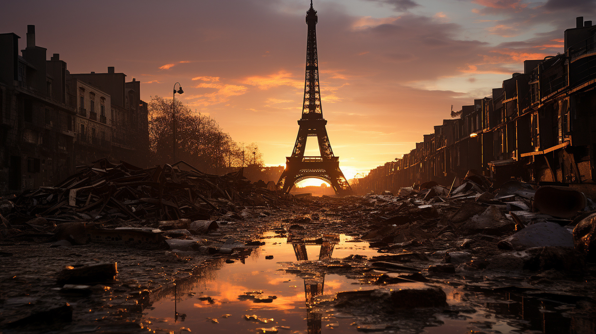 The silhouette of the Eiffel Tower at sunset symbolizes the eternal hope of Paris