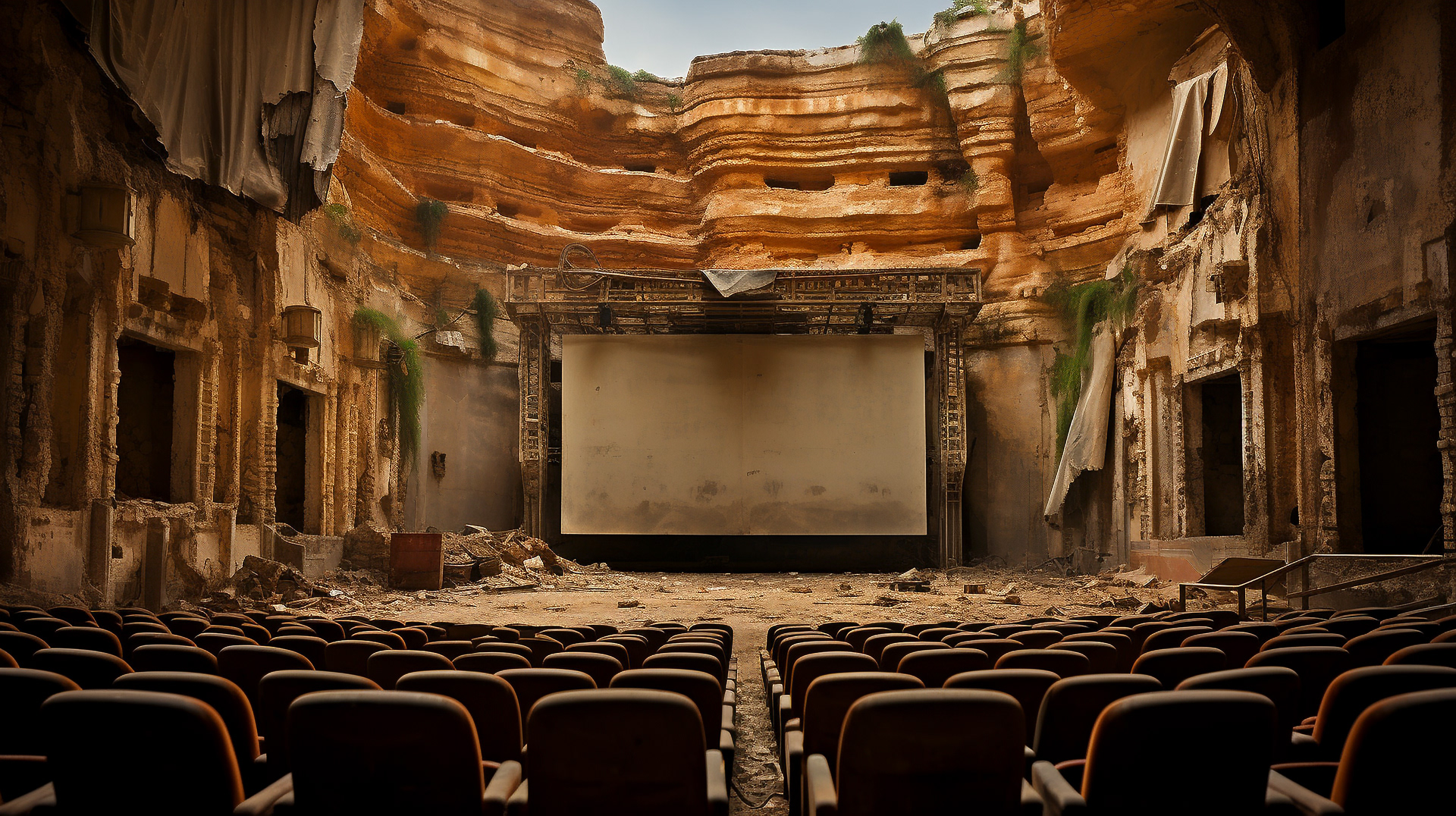 Interior of the Israel Museum, showcasing exhibits from various eras, all shrouded in a layer of dust, symbolizing the passage of time