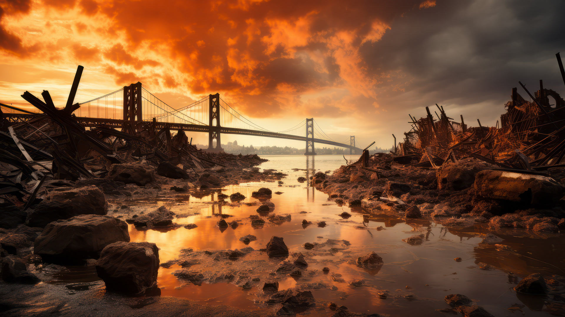 The Golden Gate Bridge shrouded in volcanic smog