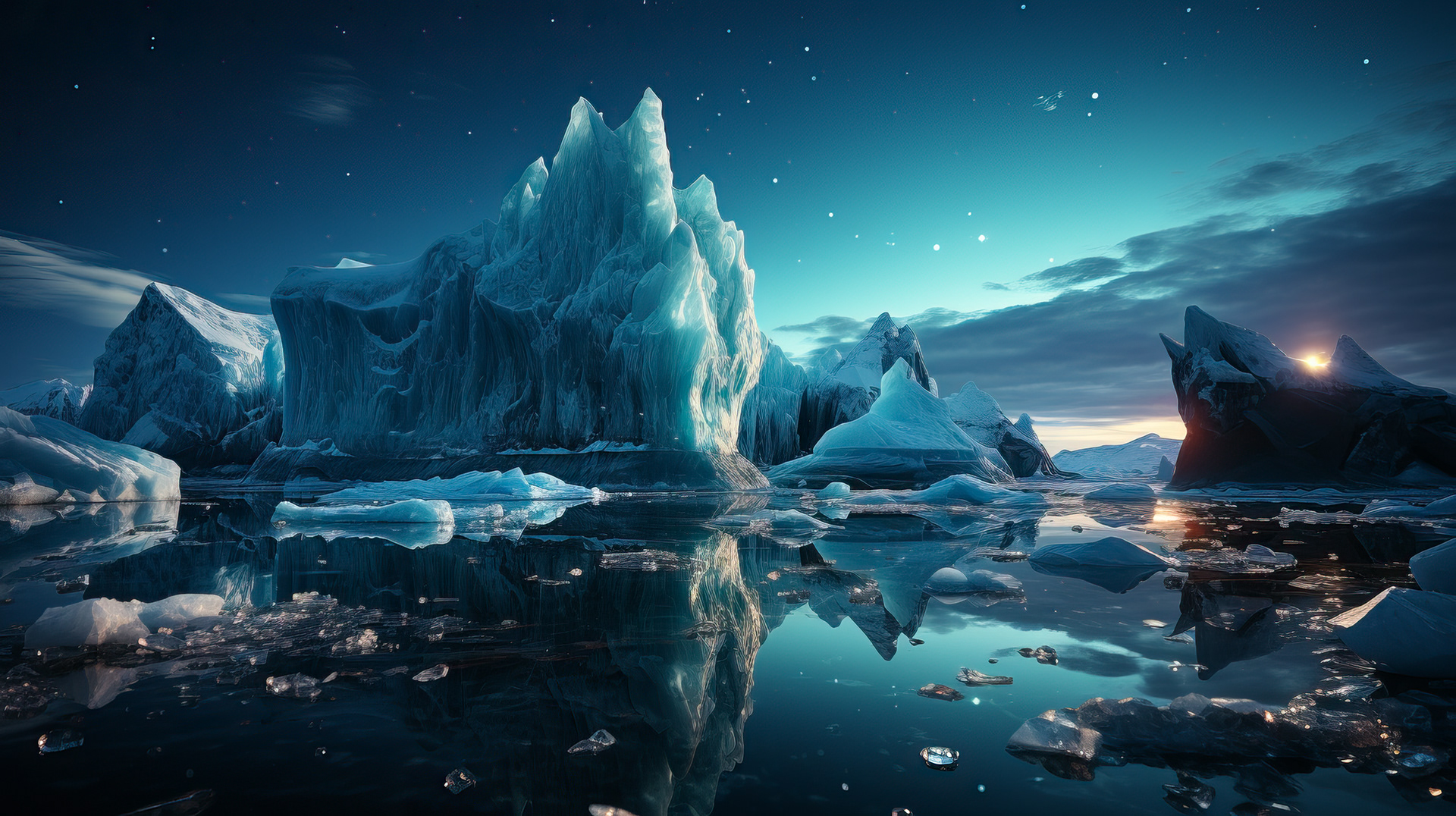 Un spectacle envoûtant d'aurores antarctiques, jetant une lueur verte vibrante sur les pics montagneux enneigés.