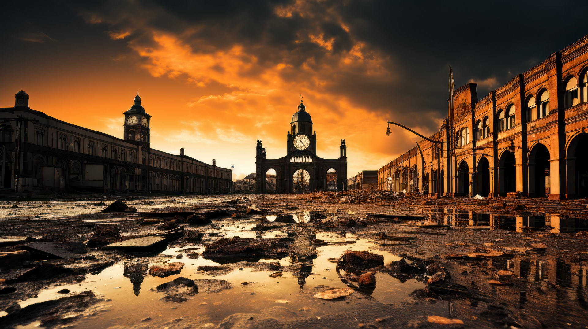 渔人码头的建筑正被不断涌出的熔岩慢慢吞噬。