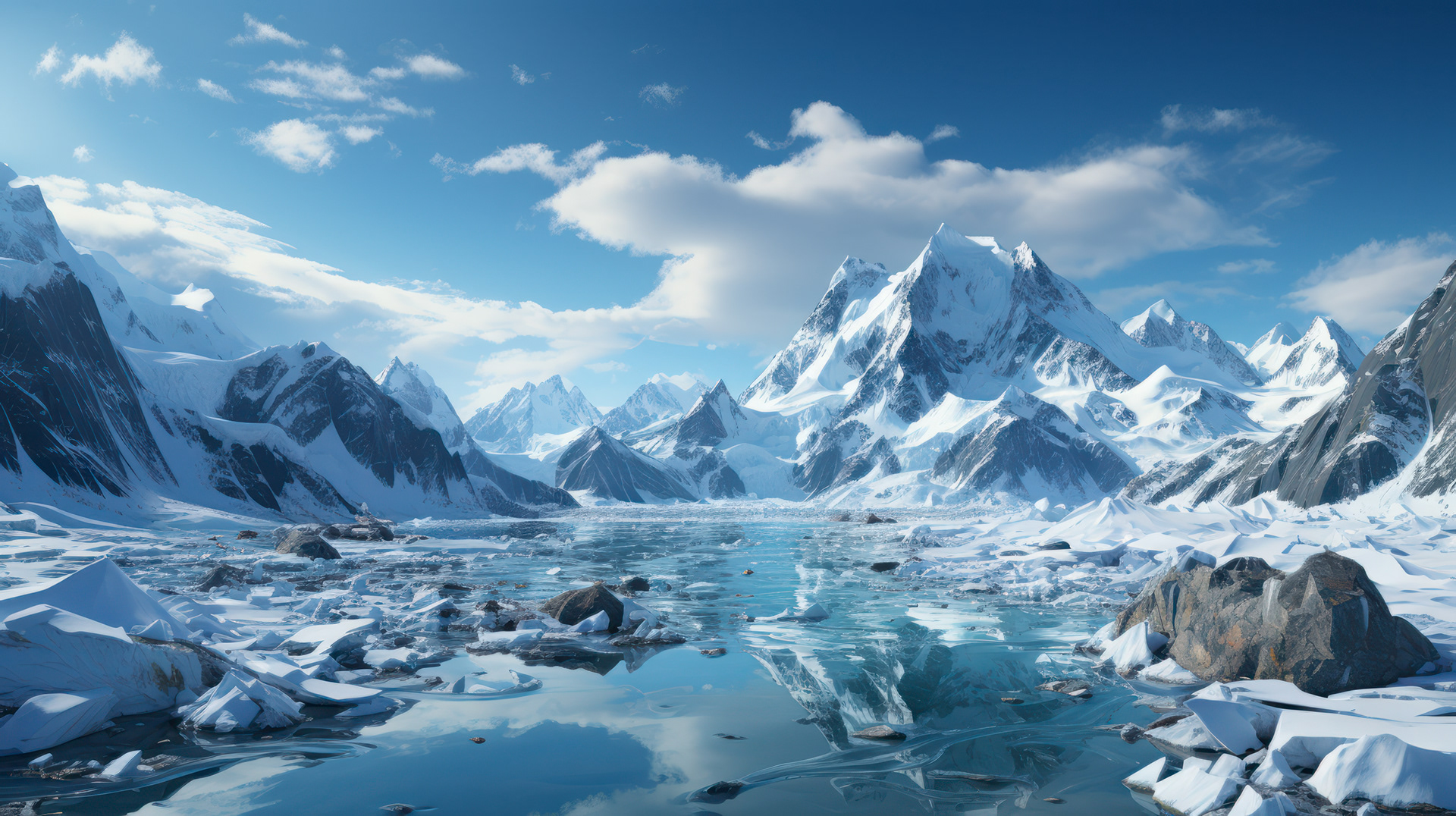 Gros plan sur les eaux pures de Paradise Bay, avec de minuscules cristaux de glace se formant à la surface.
