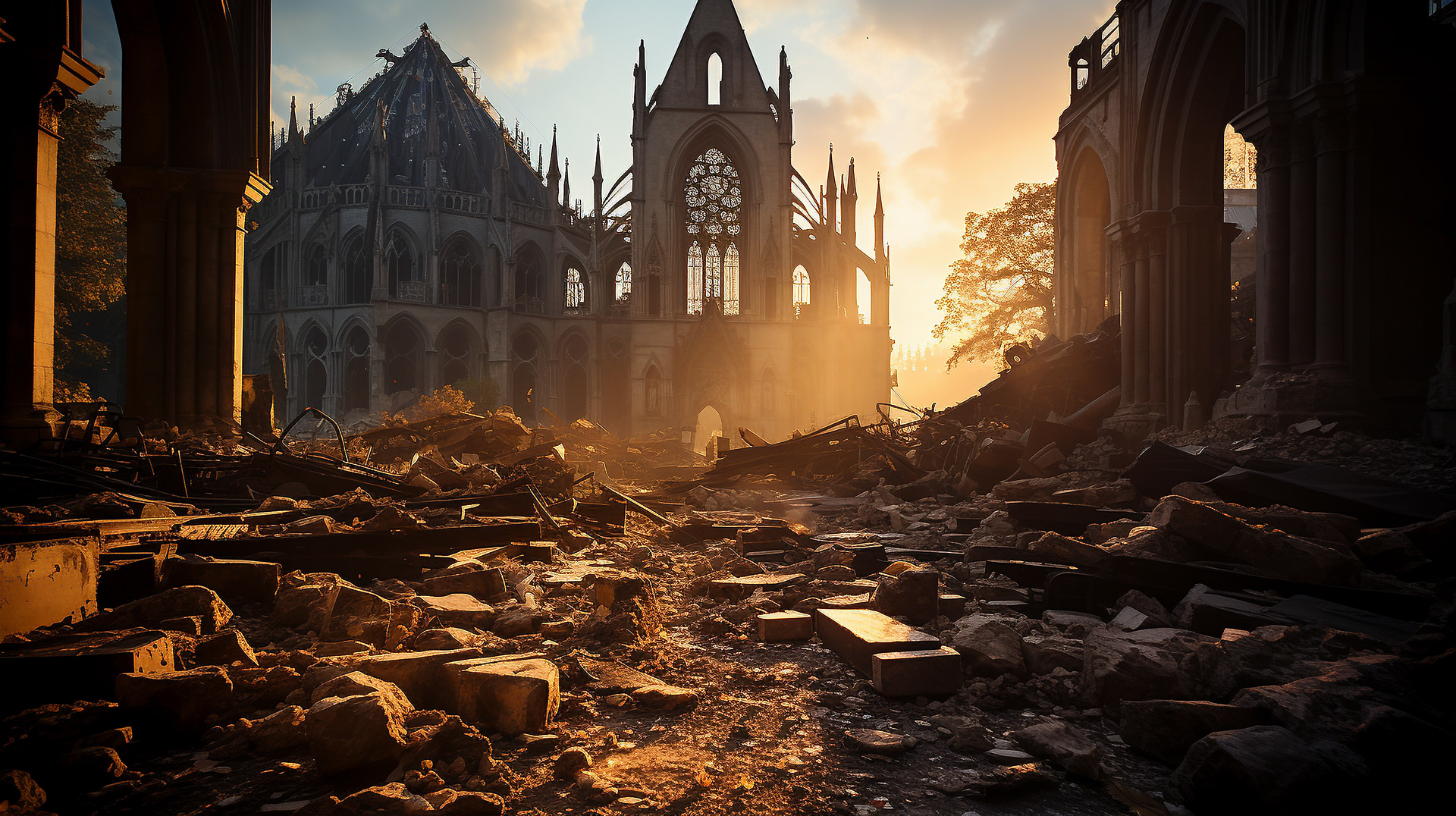 La façade de Notre-Dame a été endommagée par le tremblement de terre, mais elle reste solide.