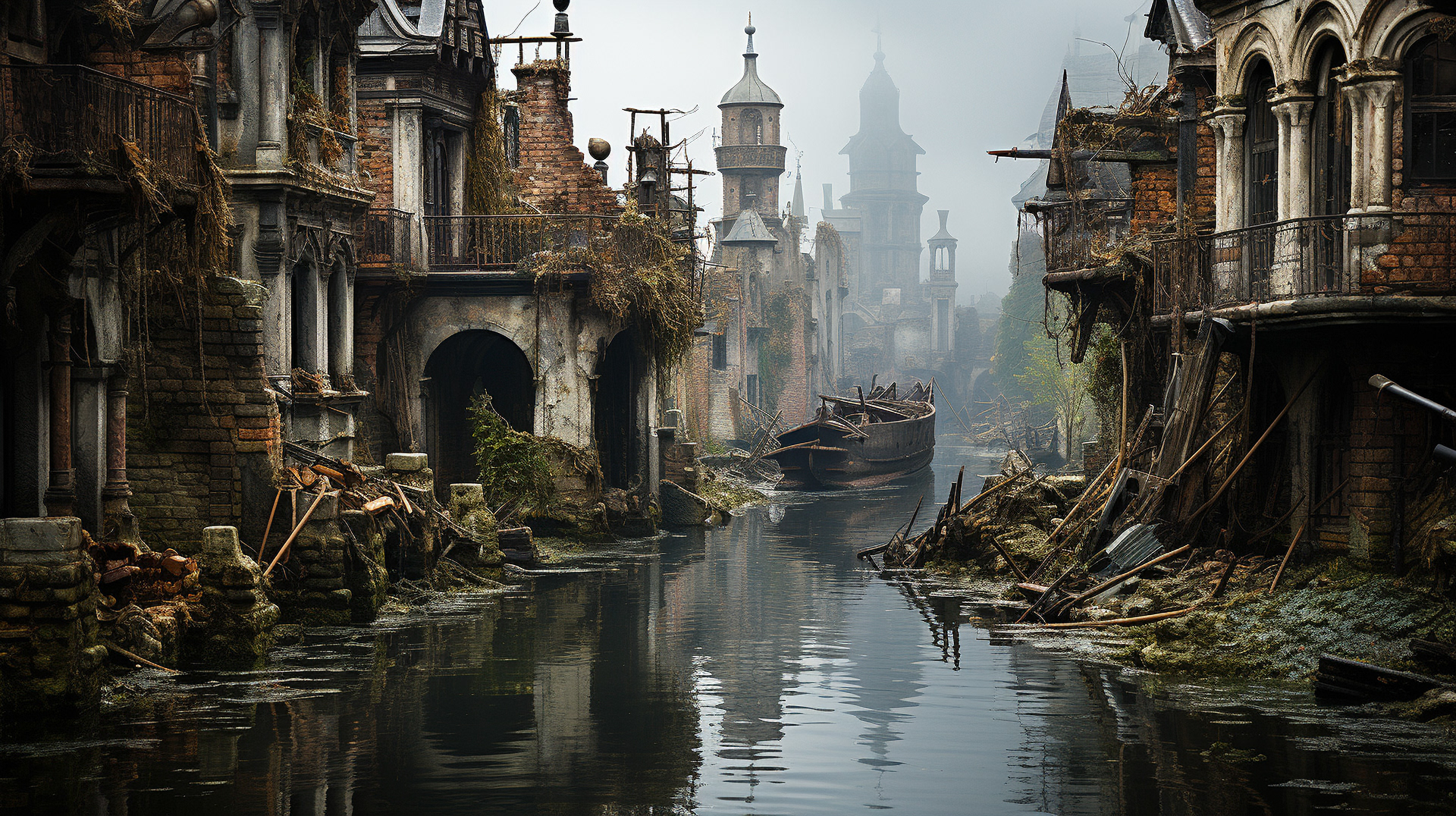 Callejones sombríos en los que resonaban las risas y la música que antaño llenaban Venecia.
