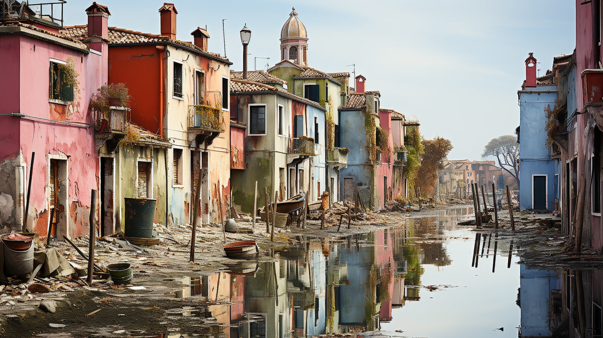 Colorful houses of Murano and Burano retaining their vibrant allure amid decay.