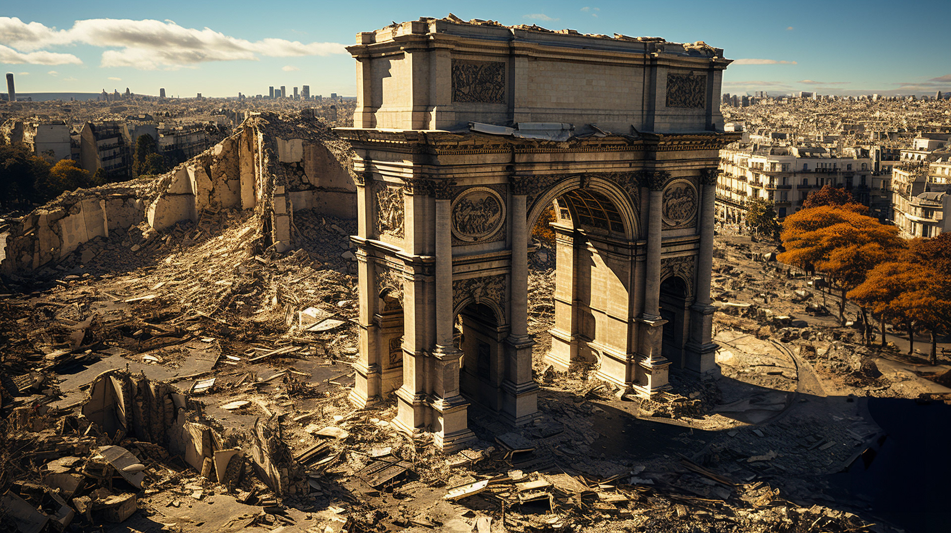 Cracks in the Arc de Triomphe Symbolize Paris' Broken Dreams