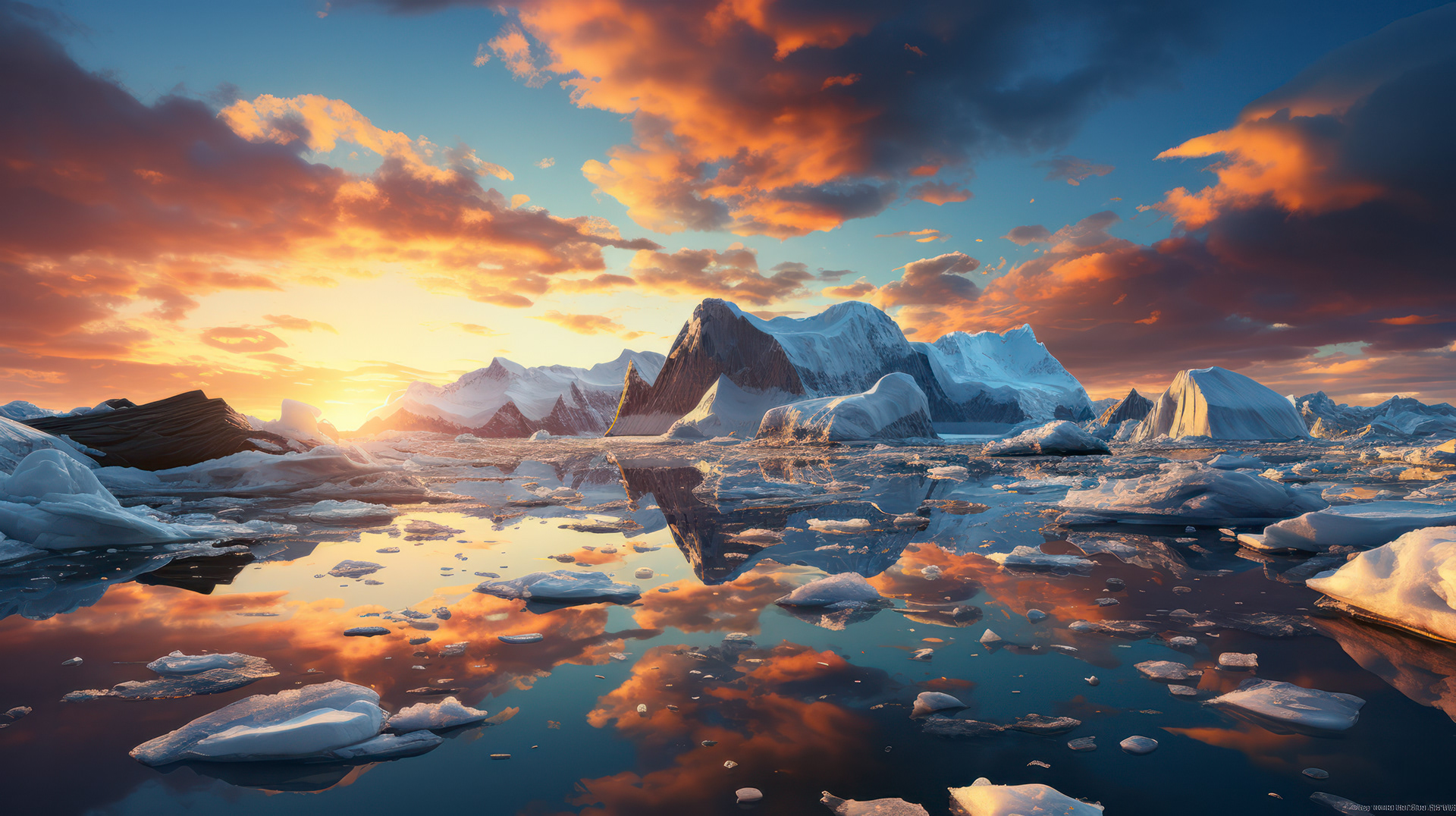 Primer plano de gránulos de tierra anaranjados, esparcidos por el terreno helado, iluminados por el cálido resplandor rojizo del sol matutino.