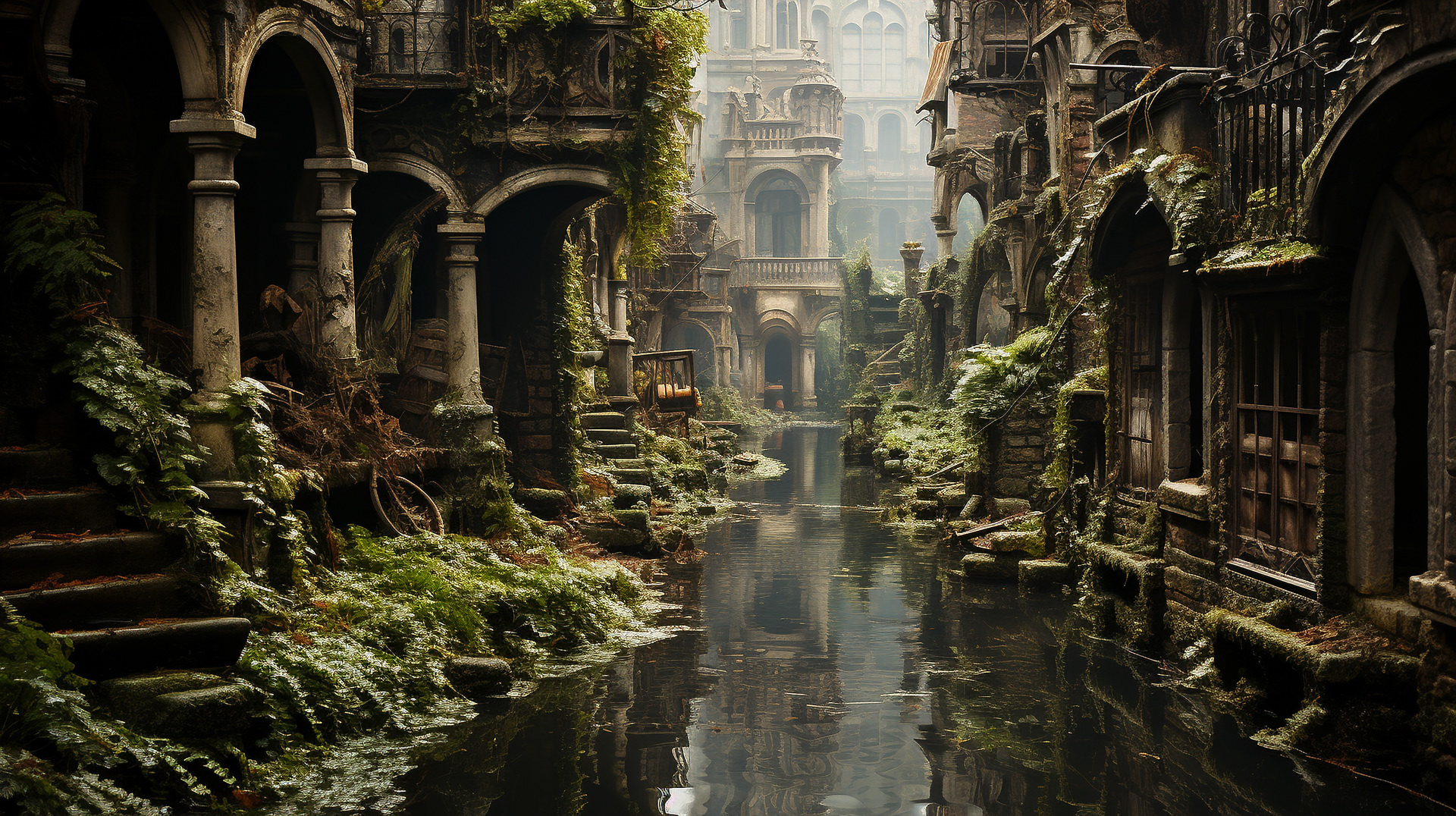 Callejones sombríos en los que resonaban las risas y la música que antaño llenaban Venecia.