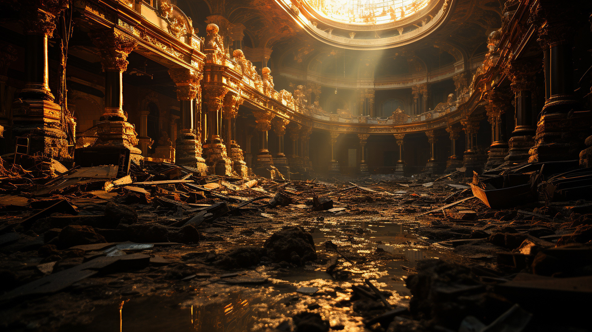 Золотая красота московских театров, возвышающаяся на фоне упадка.