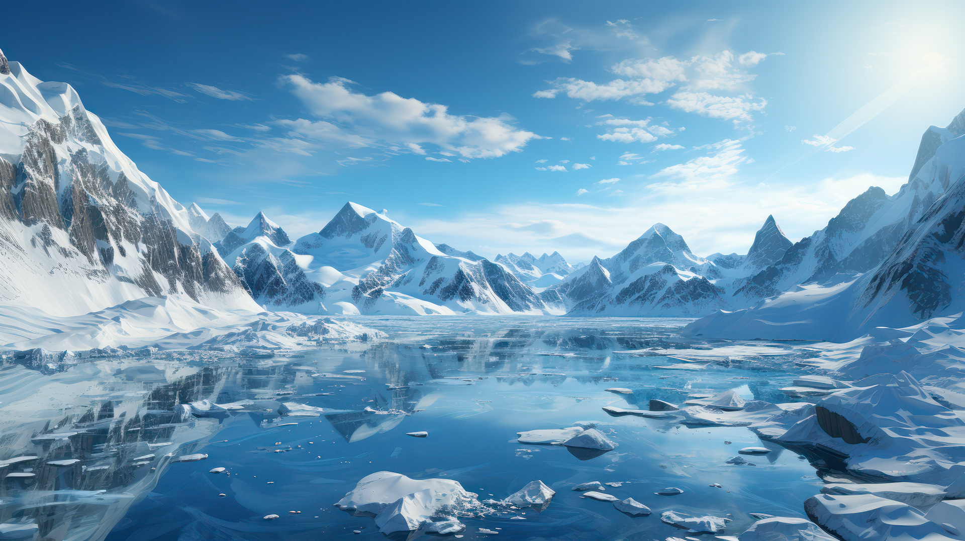 La danse envoûtante de la lumière sur les eaux de l'Antarctique lors d'une journée ensoleillée.